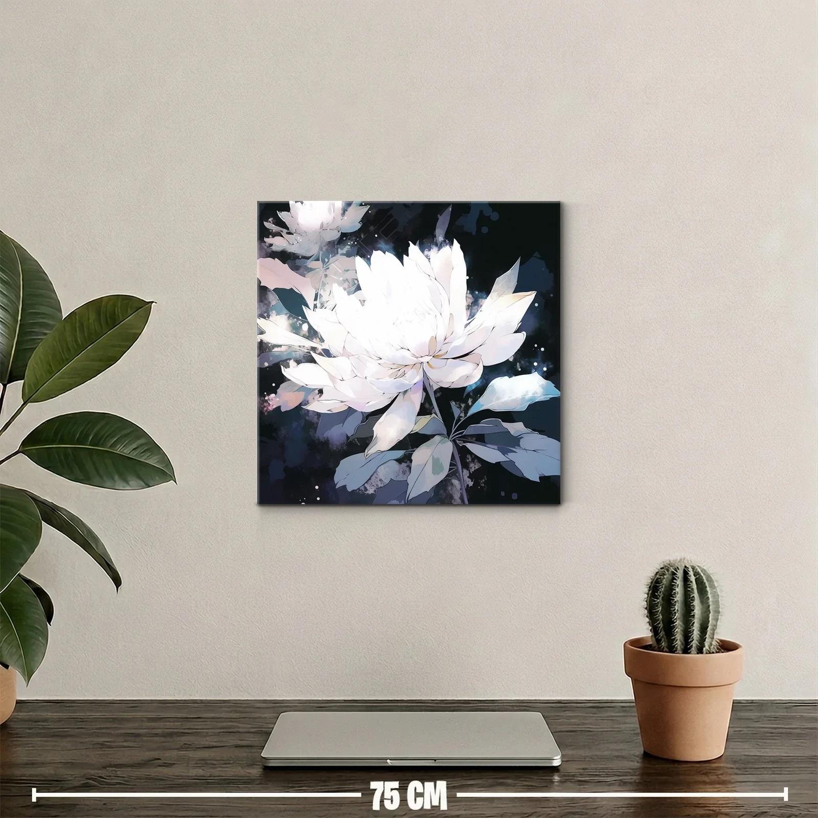 Cuadro Floral Blanco con Fondo Oscuro y Detalles Elegantes — miniatura 2