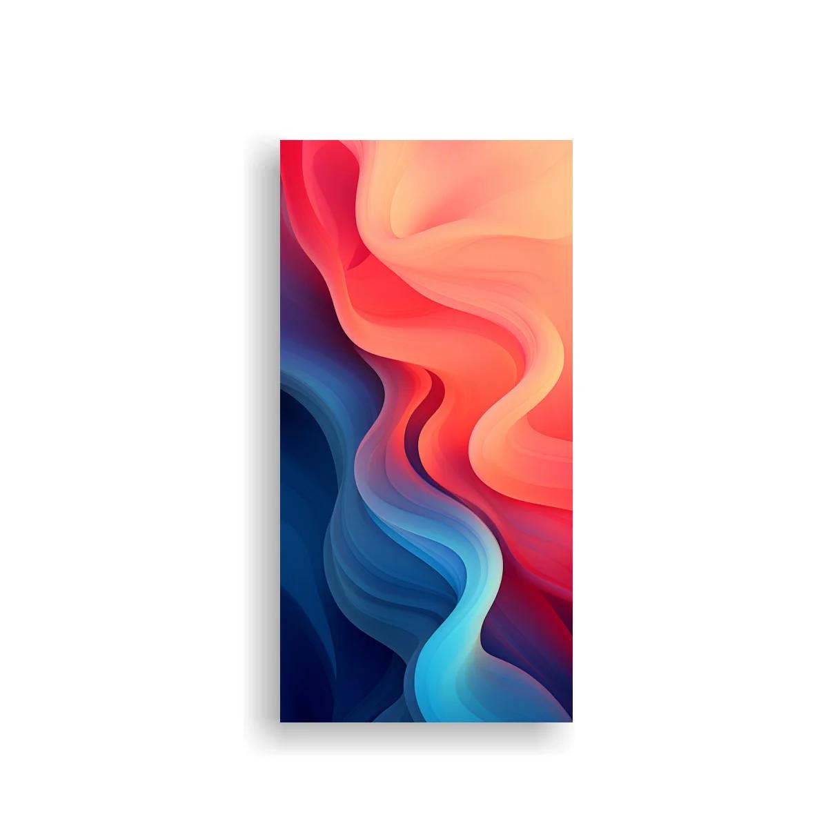 Cuadro ondas fluidas de color en coral y turquesa