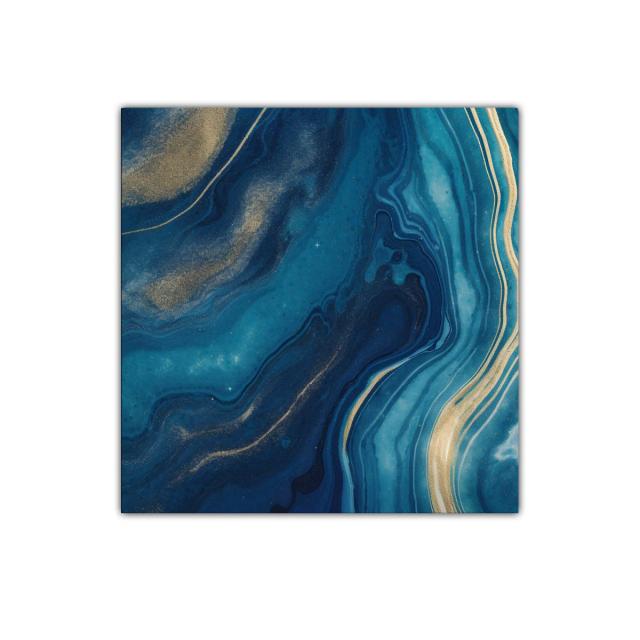 Cuadro Decorativo con Motivos Abstractos en Azul y Dorado