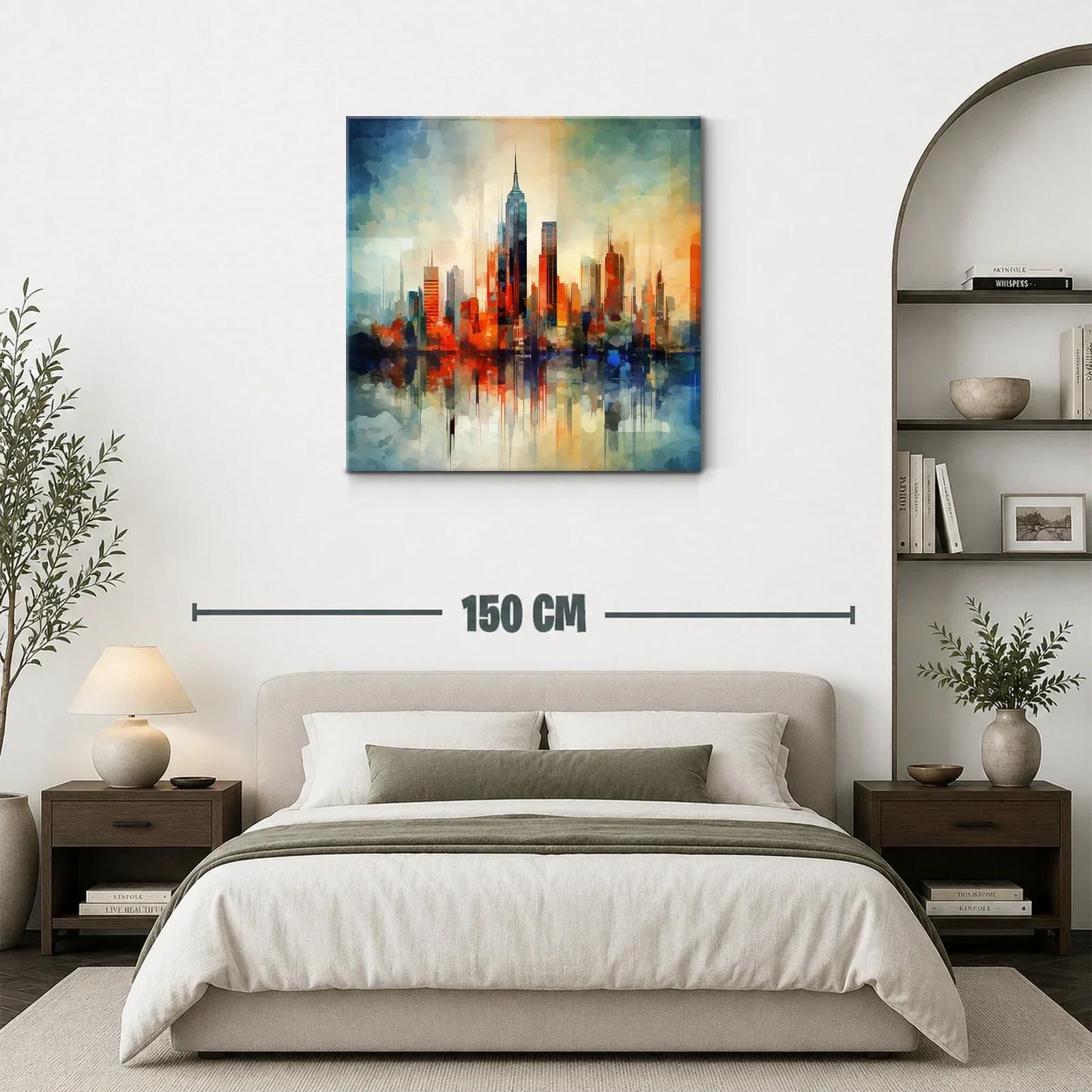 Ciudad vibrante al atardecer con reflejos abstractos — miniatura 3