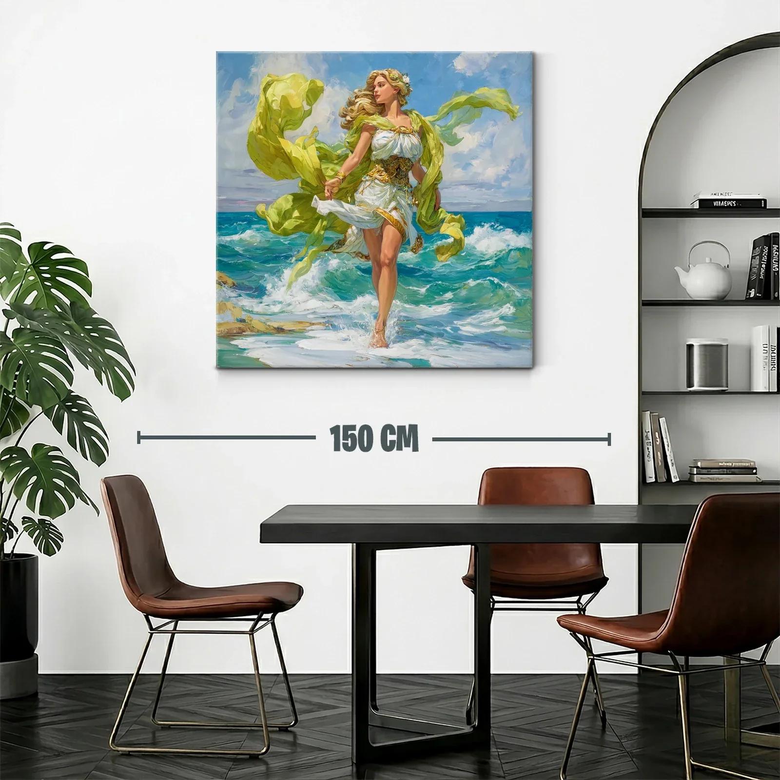 Figura femenina en movimiento junto al mar con tonos vivos — miniatura 2