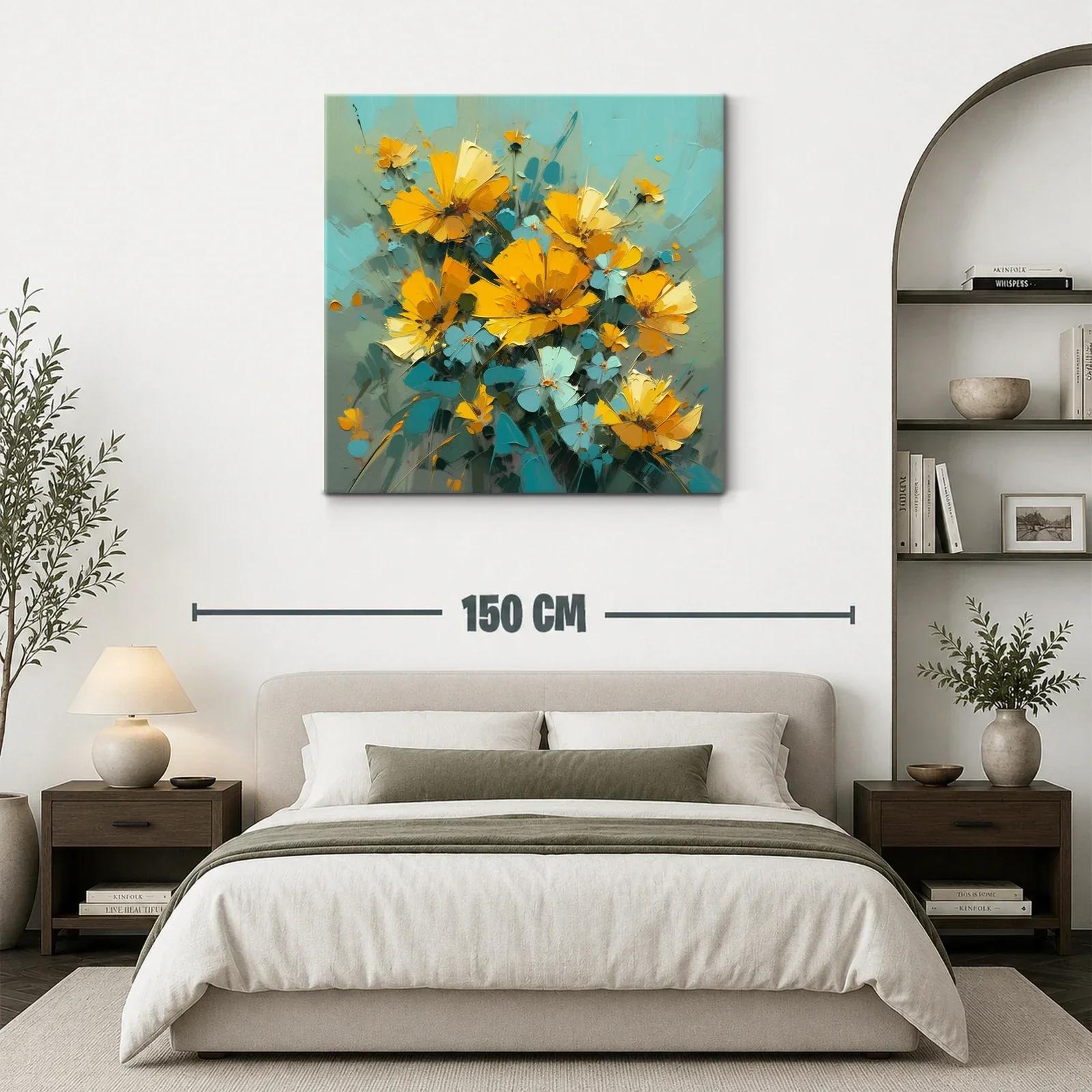 Ramo vibrante de flores amarillas y turquesas — miniatura 3