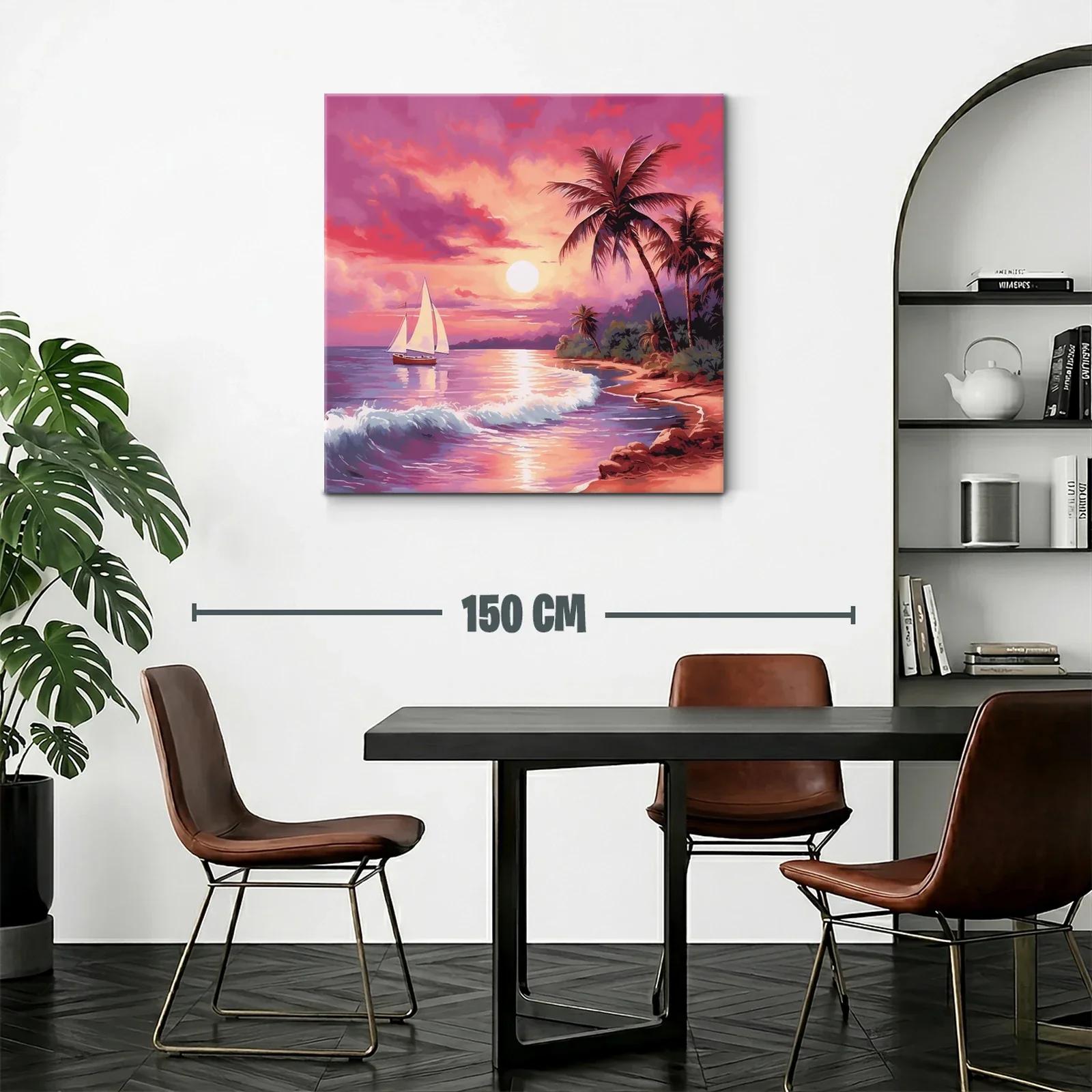 Atardecer tropical con velero en cielo vibrante — miniatura 2