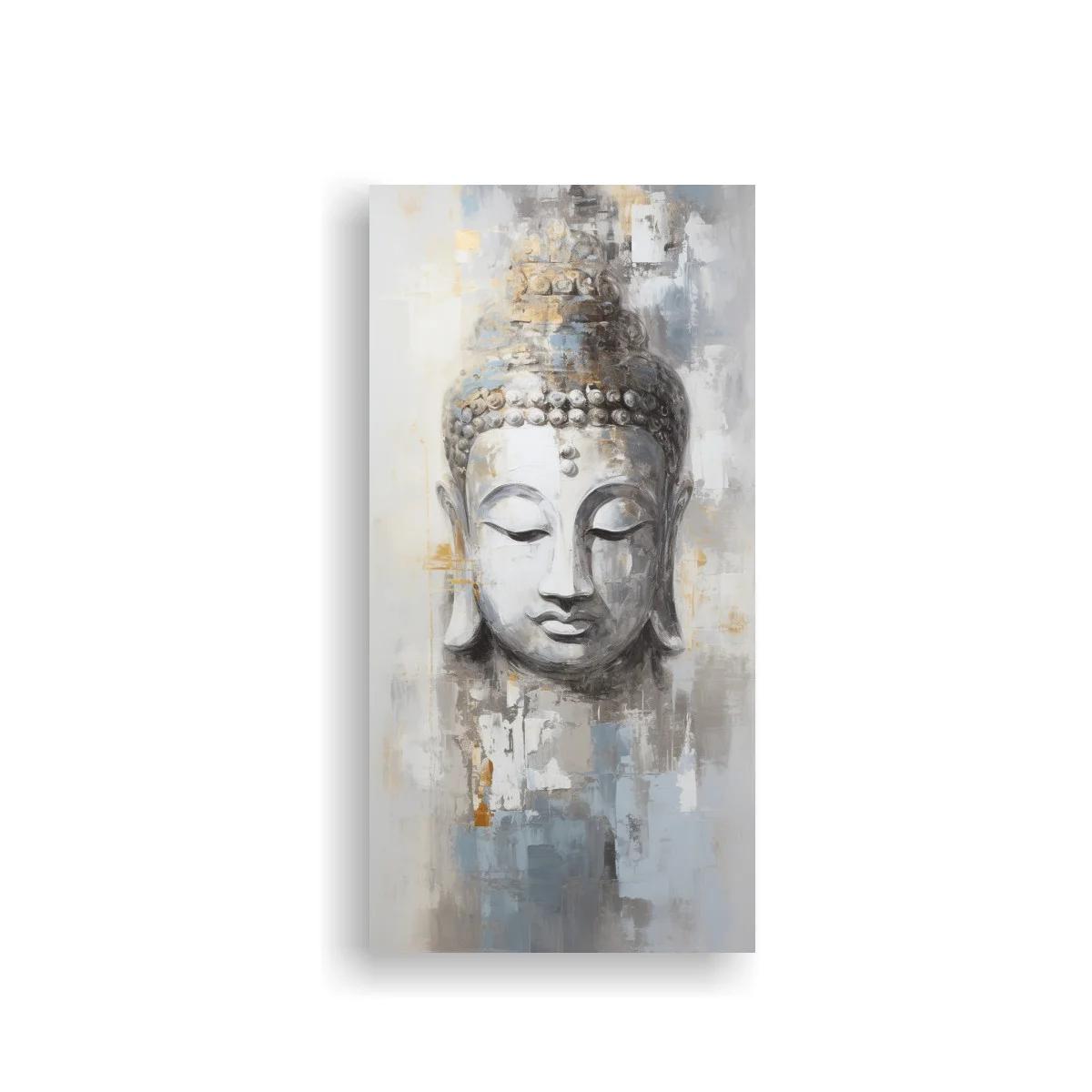 Cuadro Buda con toques dorados y textura abstracta