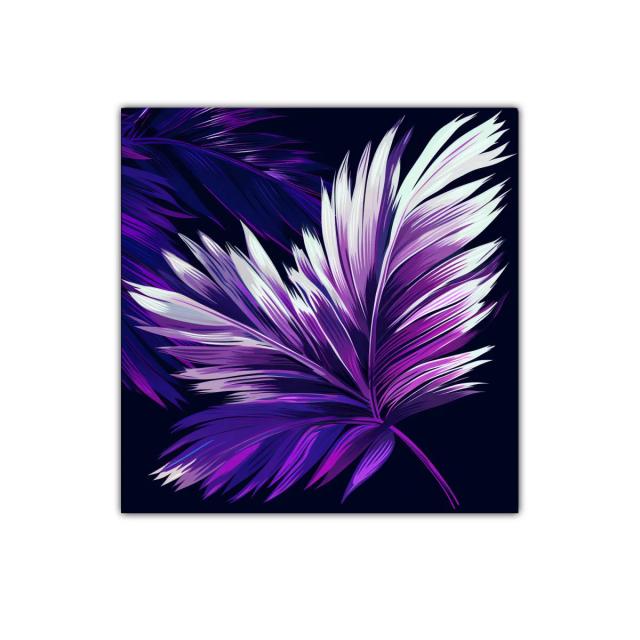 Elegante hoja tropical en tonos violeta y blanco