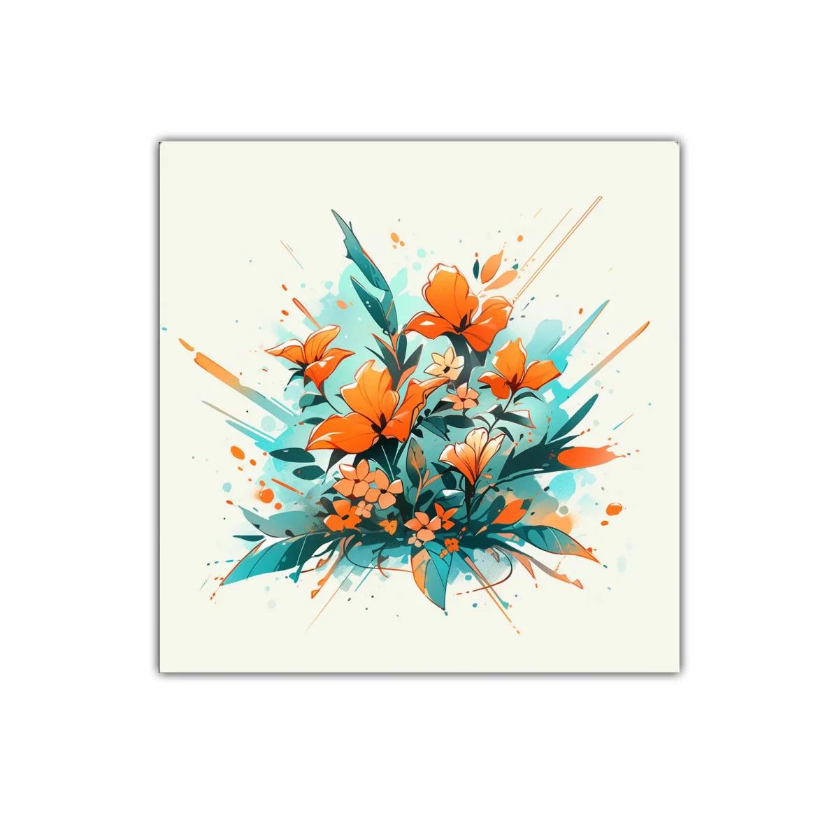 Composición vibrante de flores en tonos naranjas y verdes — imagen principal