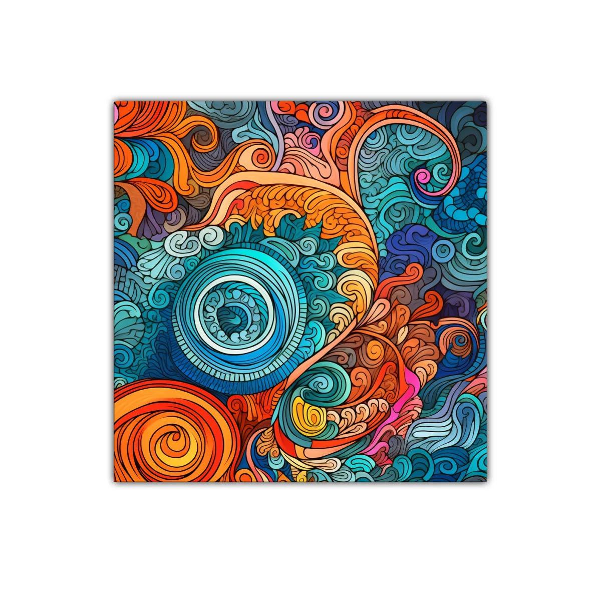 Cuadro decorativo con formas abstractas y colores vibrantes