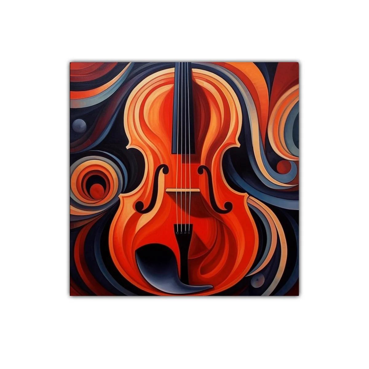 Cuadro vibrante con violín en tonos cálidos y abstractos — imagen principal