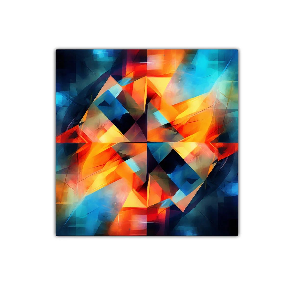 Cuadro abstracto con vibrantes tonos cálidos y fríos — imagen principal