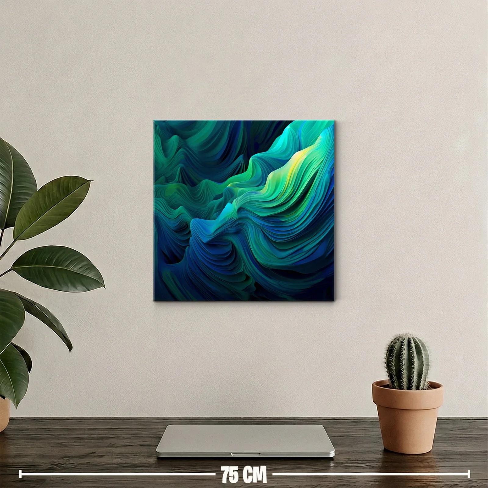 Cuadro Abstracto en Tonos Verdes y Azules Vibrantes — miniatura 2