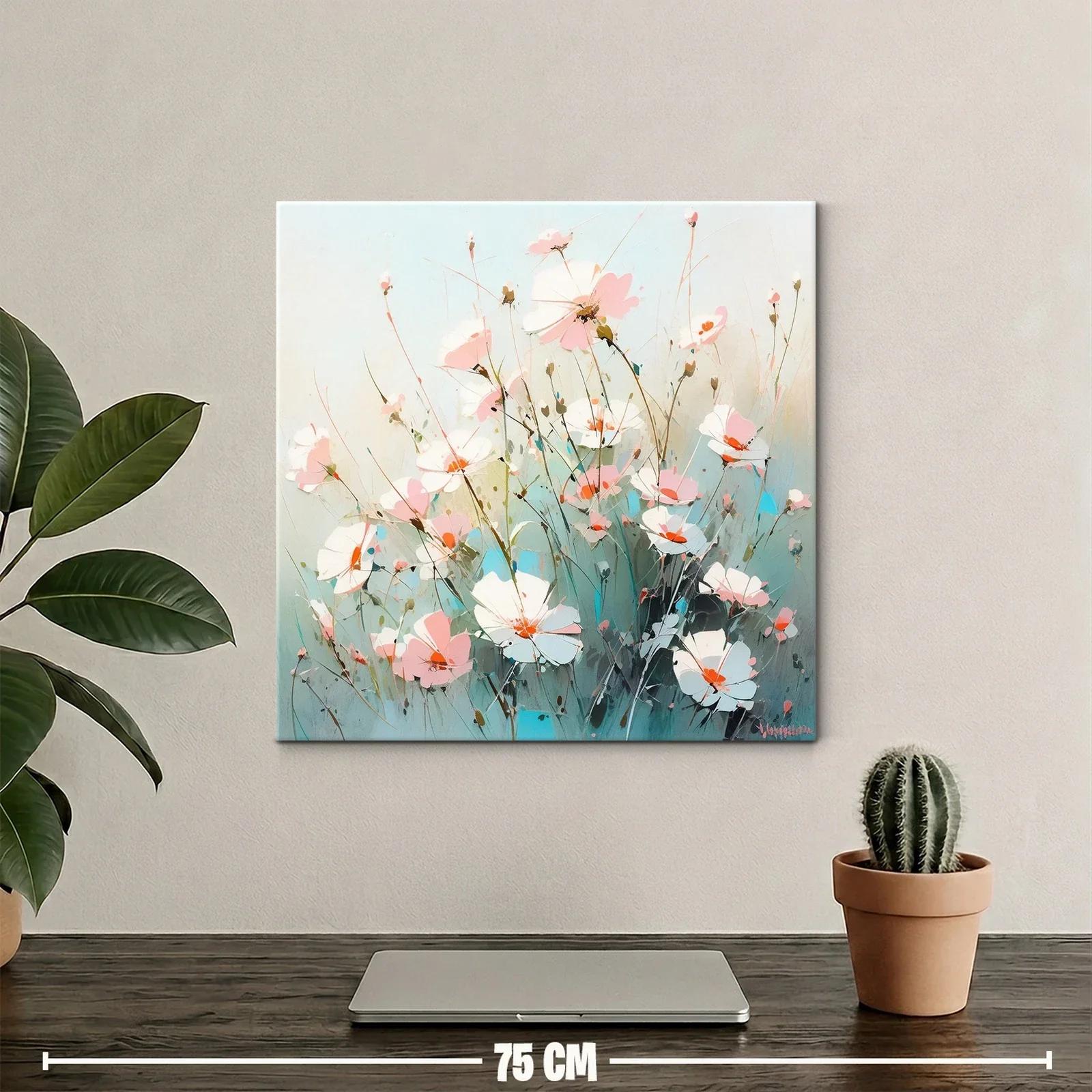 Cuadro con flores delicadas en tonos pastel y azul — miniatura 2