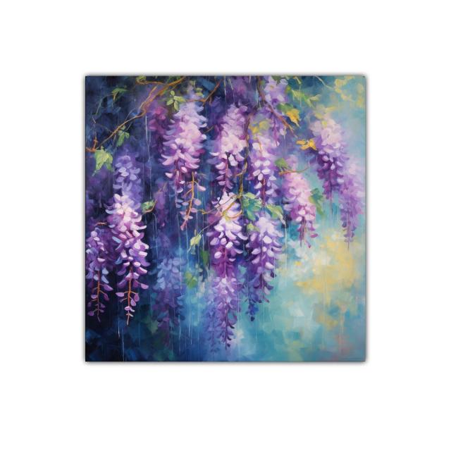 Exuberancia floral en cascada de glicinias violetas y lilas