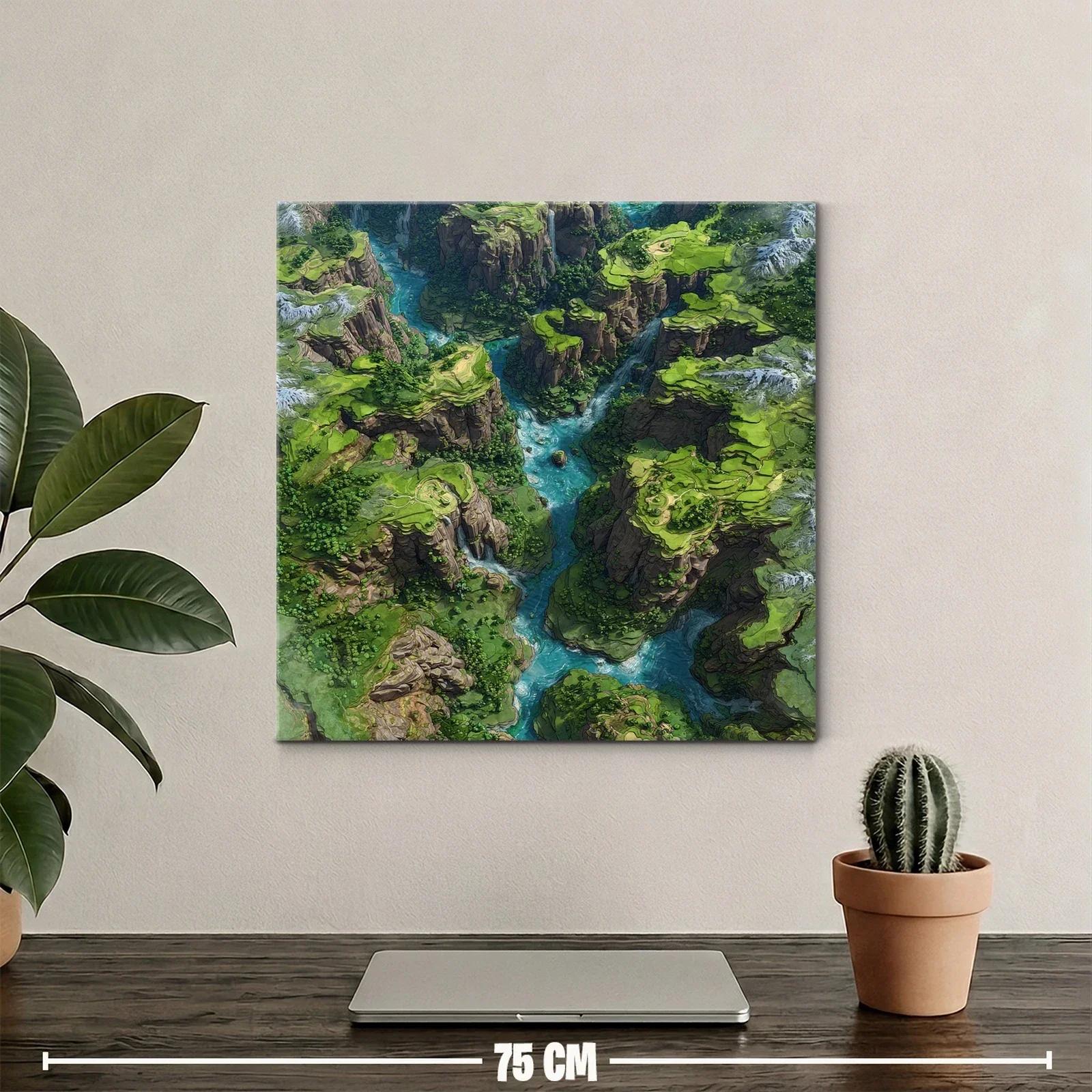 Cañón verde con río azul serpenteante y acantilados rocosos — miniatura 2