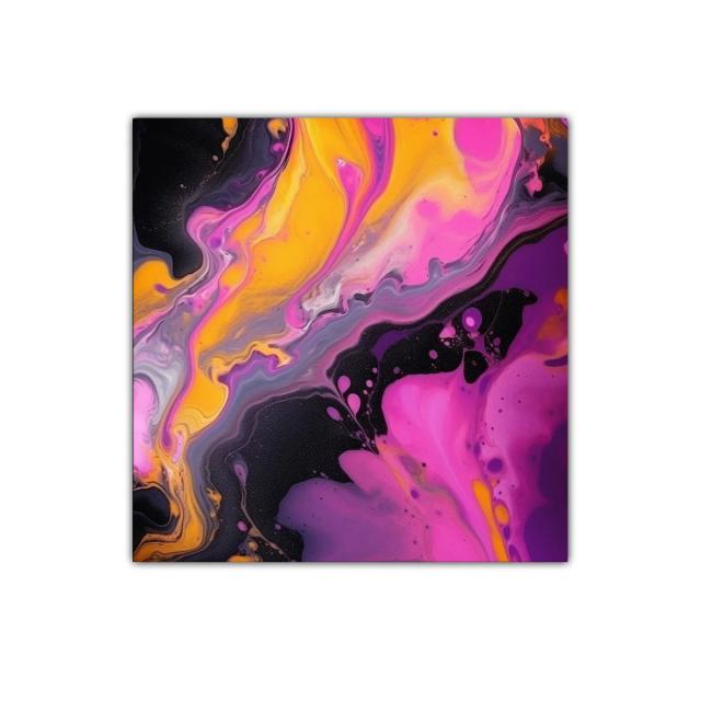 Cuadro decorativo con formas fluidas en tonos vibrantes