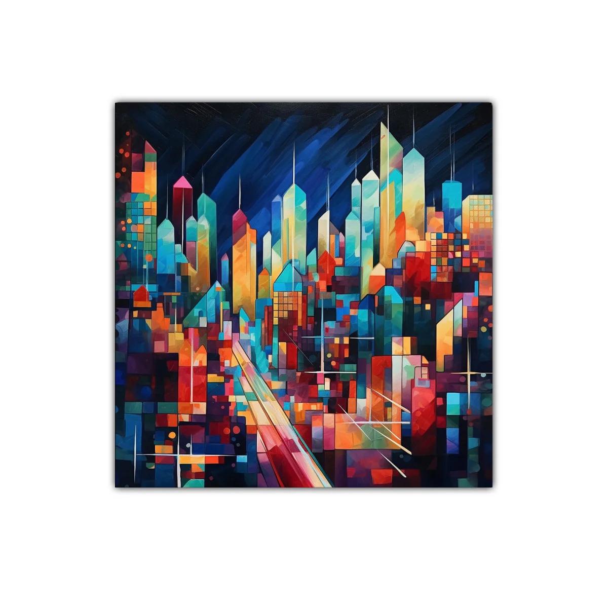 Ciudad vibrante con pinceladas modernas y coloridas