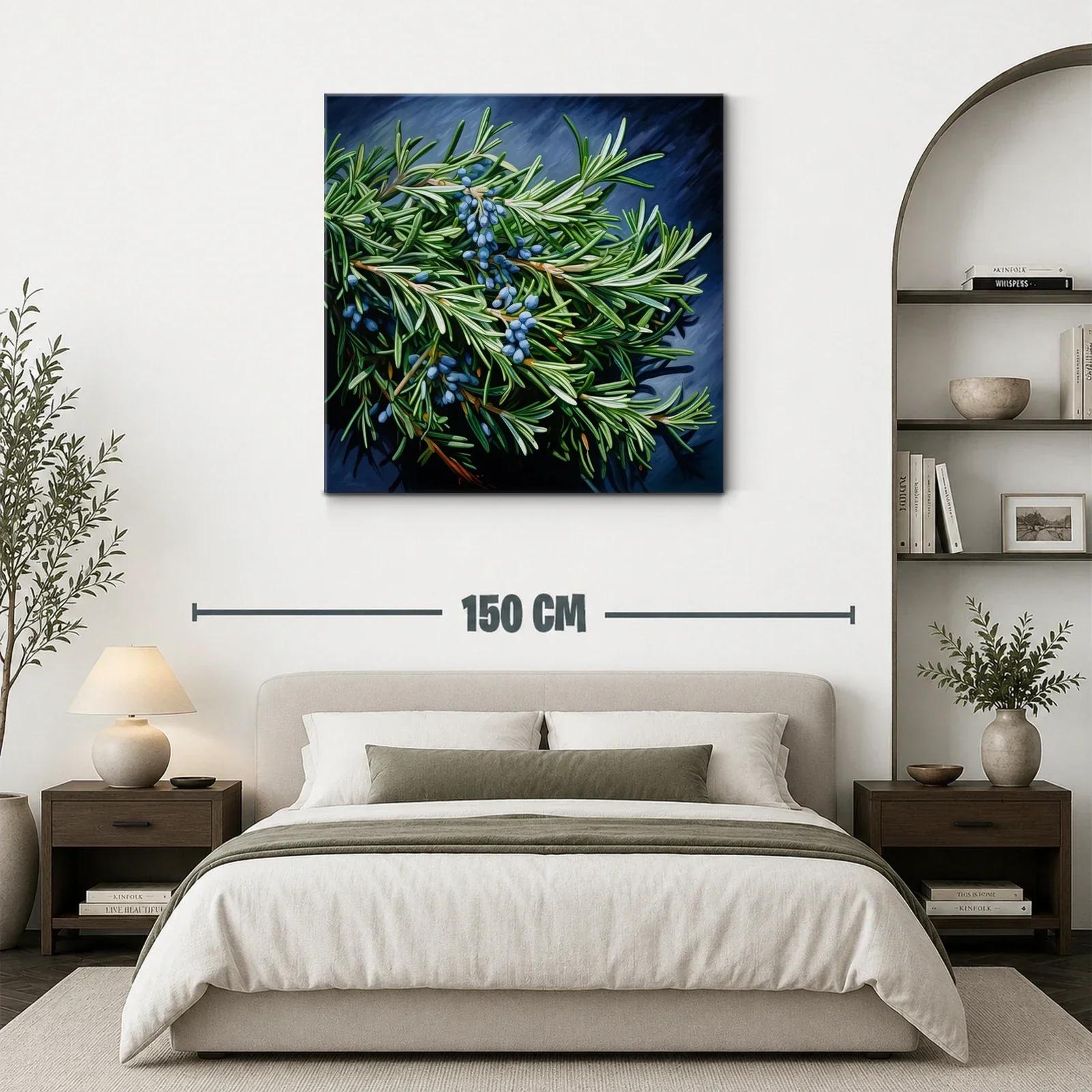 Ramas de plantas verdes con frutos azules en contraste oscuro — miniatura 3