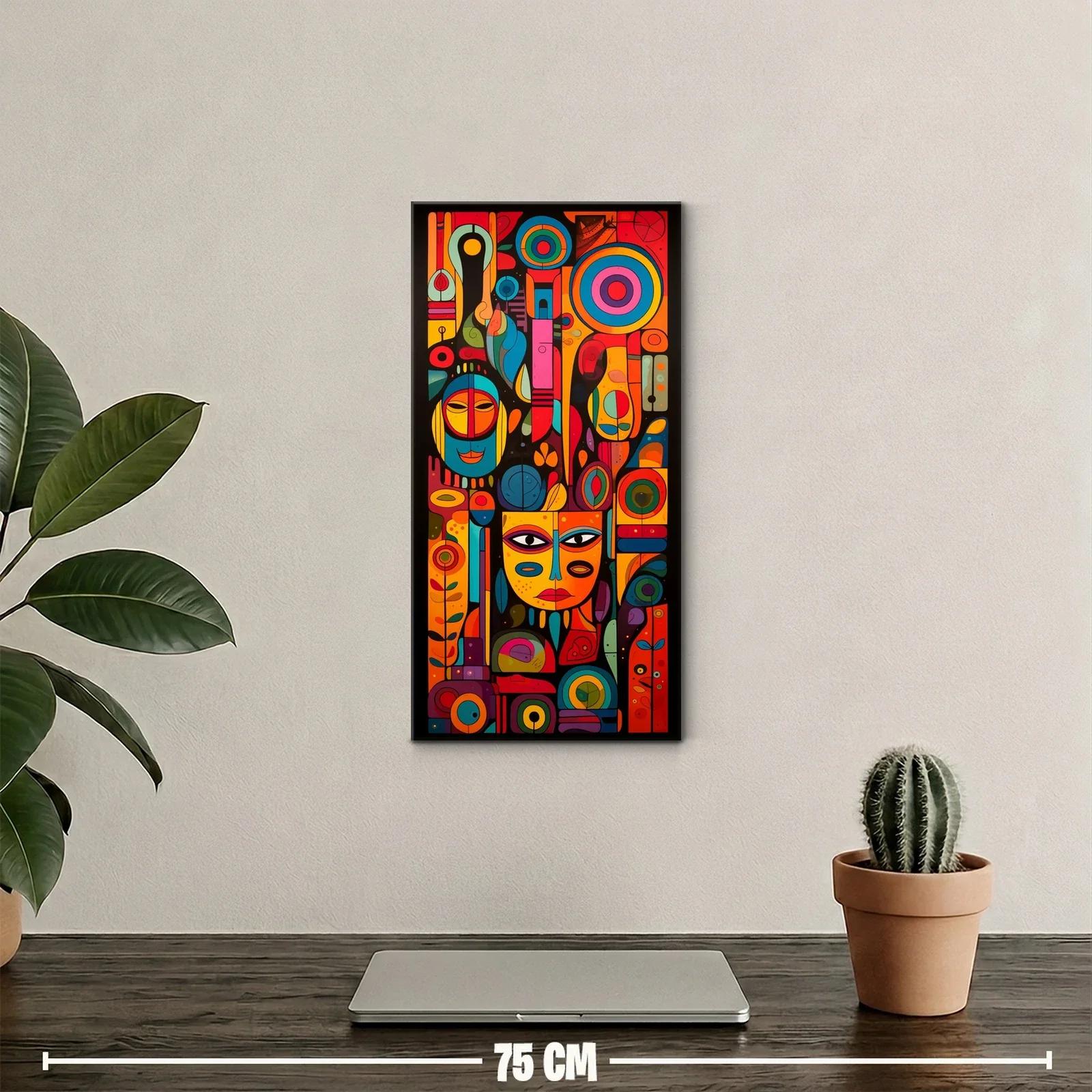 Cuadro rostros abstractos geométricos con colores intensos — miniatura 2