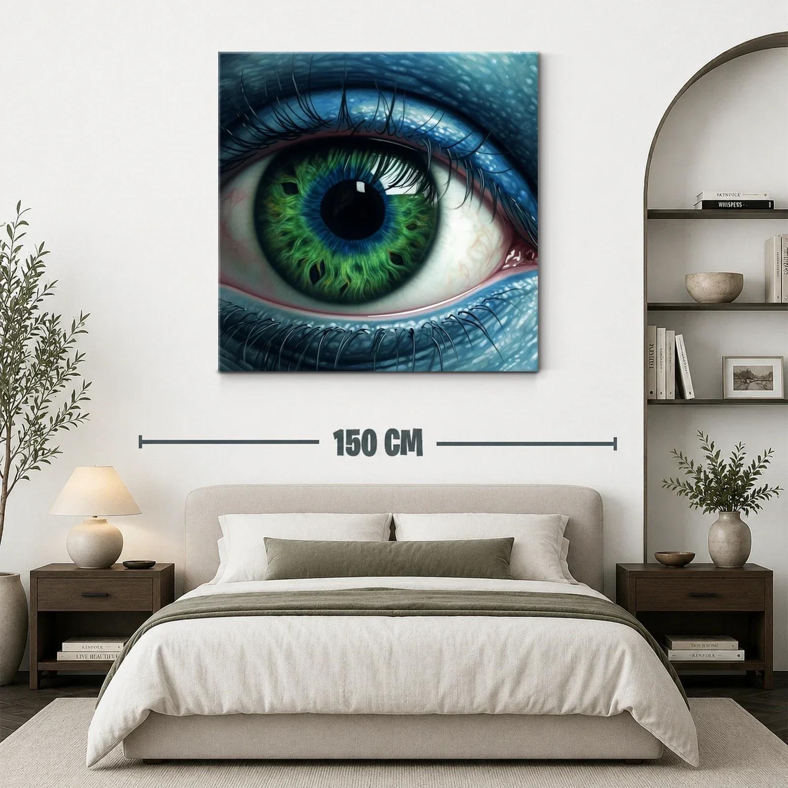 Impactante cuadro con ojo verde y azul en detalle extremo — miniatura 3