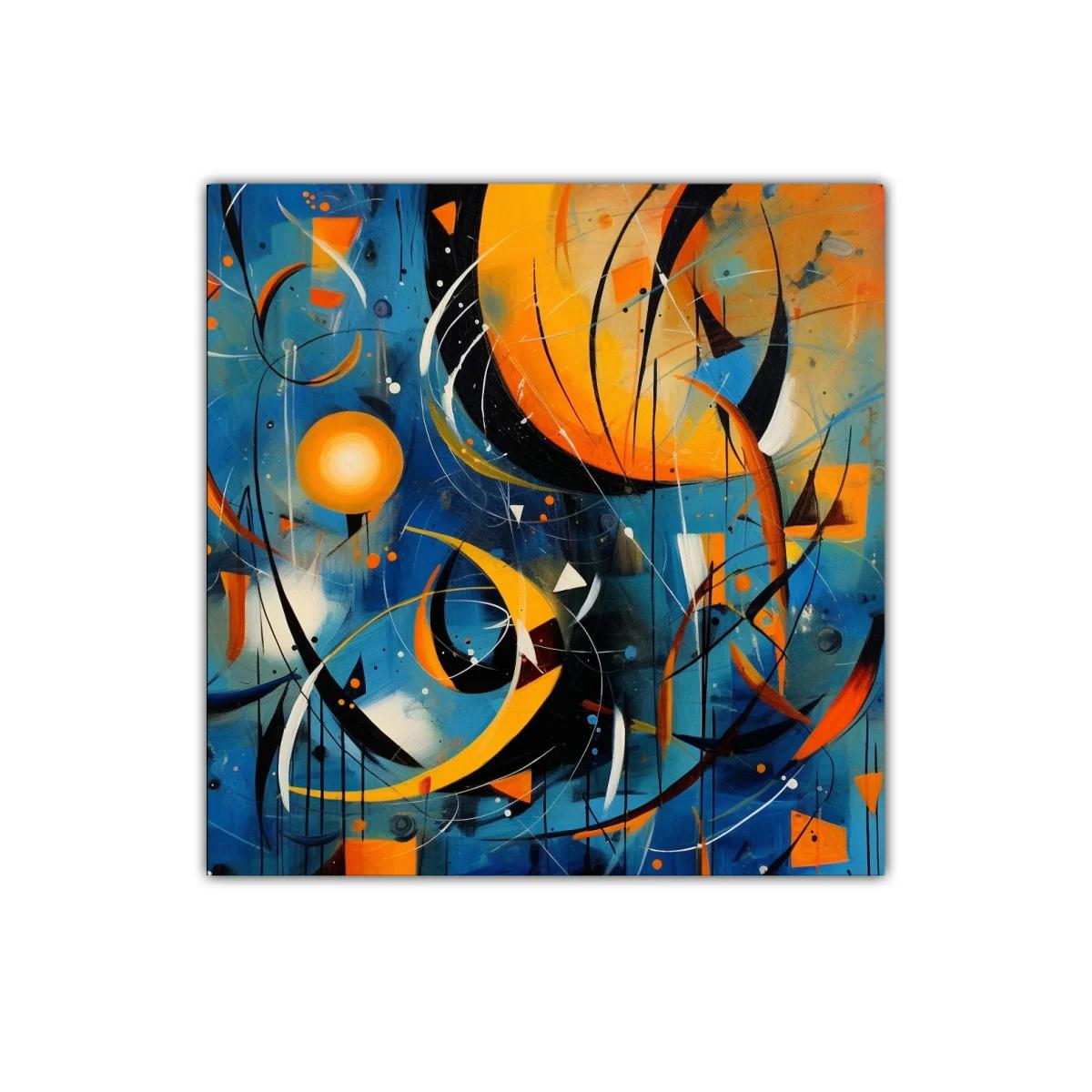 Composición dinámica en tonos azul y naranja vibrante — imagen principal