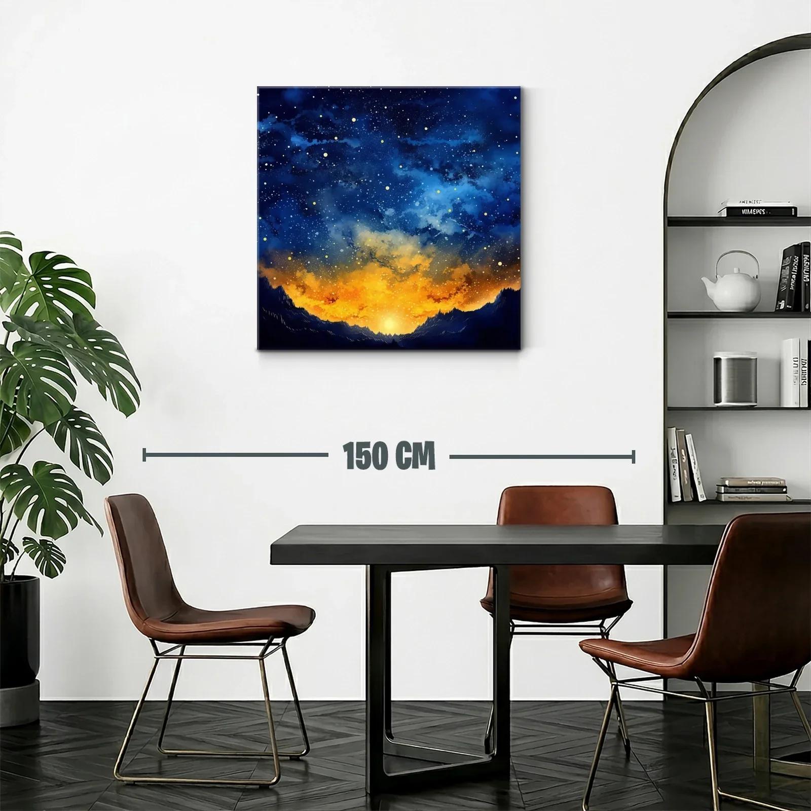Paisaje Cósmico con Cielo Estrellado y Amanecer Dorado — miniatura 2