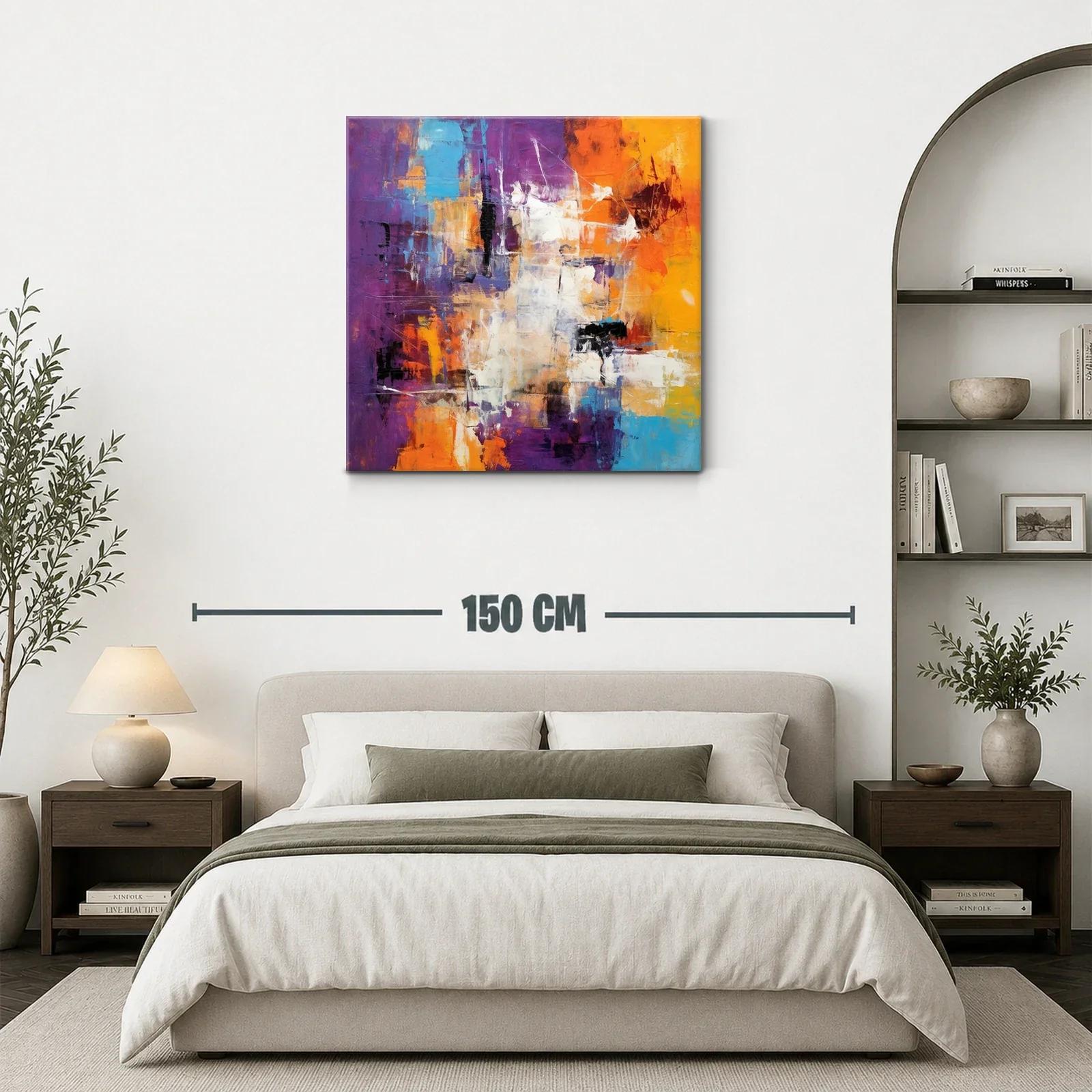Cuadro abstracto con vibrantes tonos cálidos y fríos — miniatura 3