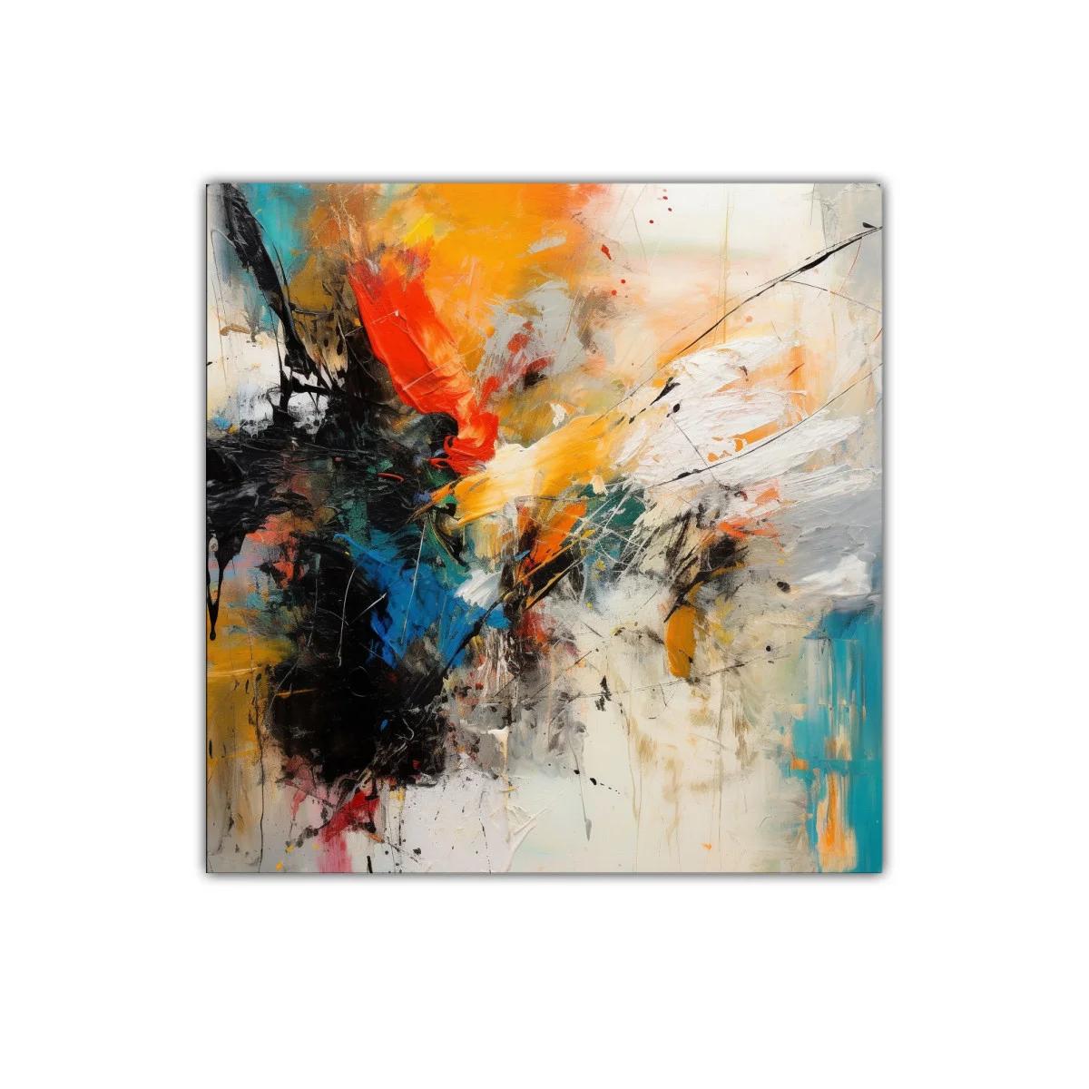 Cuadro abstracto vibrante con tonos cálidos y fríos — imagen principal