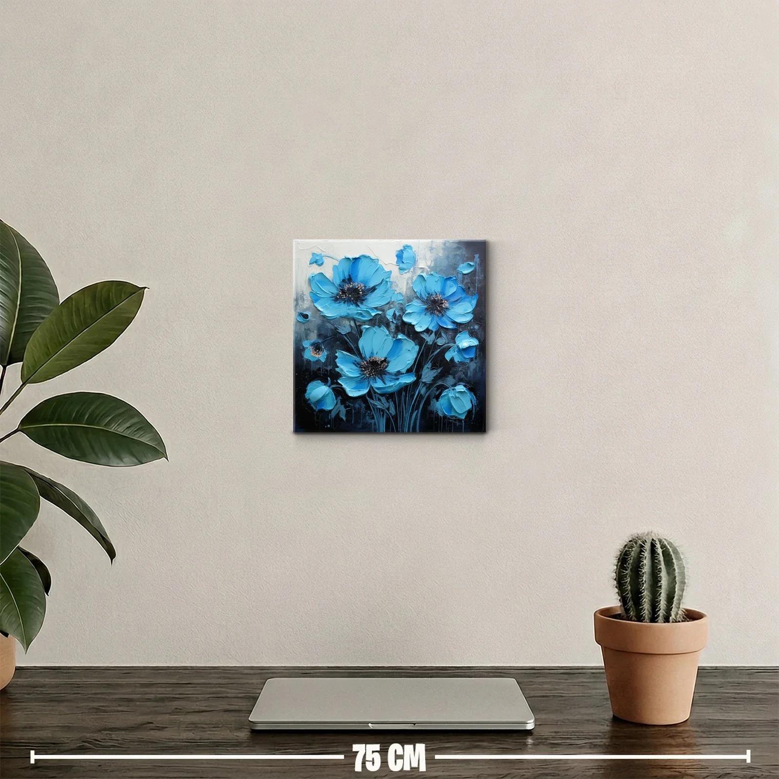 Flores azules vibrantes sobre fondo oscuro elegante — miniatura 2