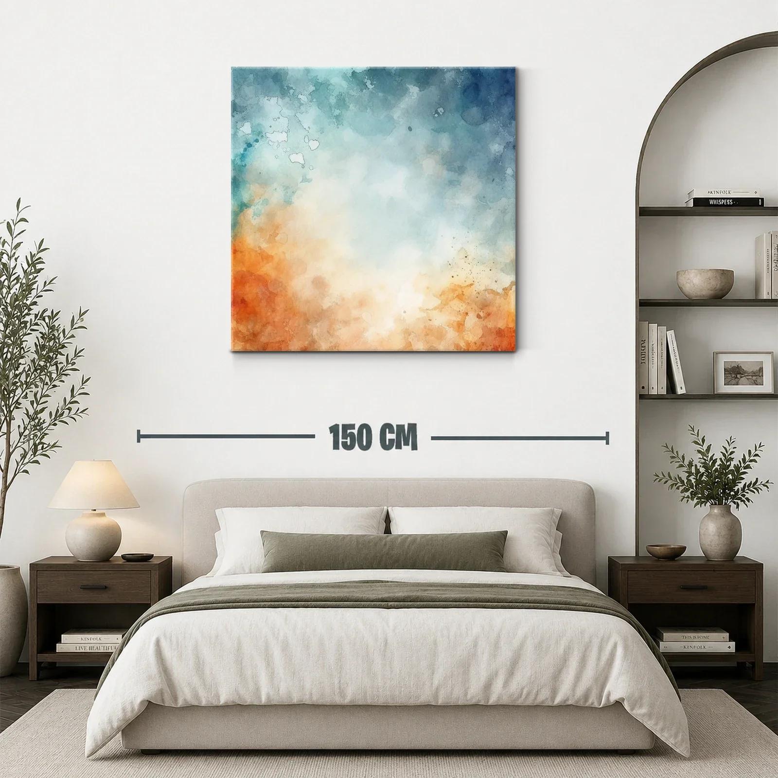 Cuadro abstracto con tonos cálidos y fríos en armonía — miniatura 3