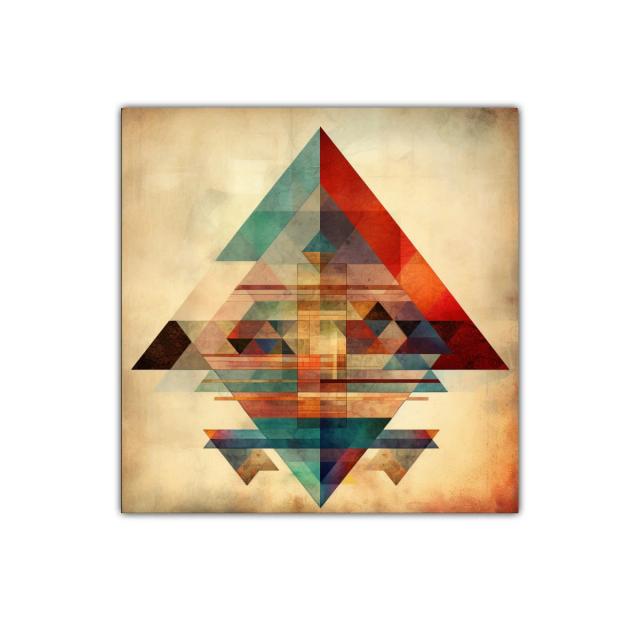 Composición geométrica en tonos cálidos y fríos