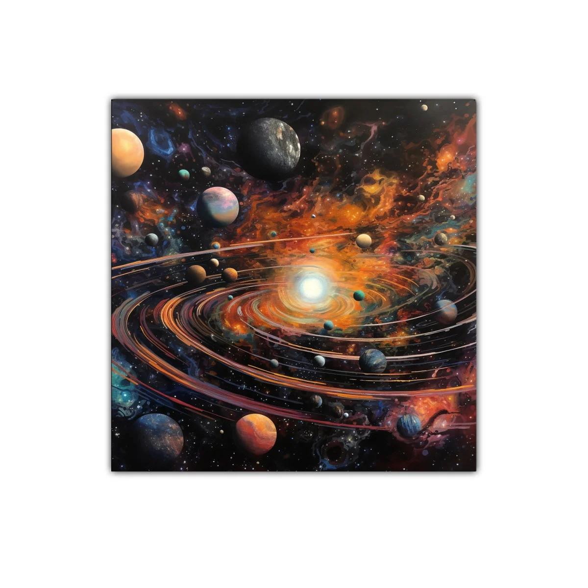 Universo dinámico con planetas y galaxias en movimiento