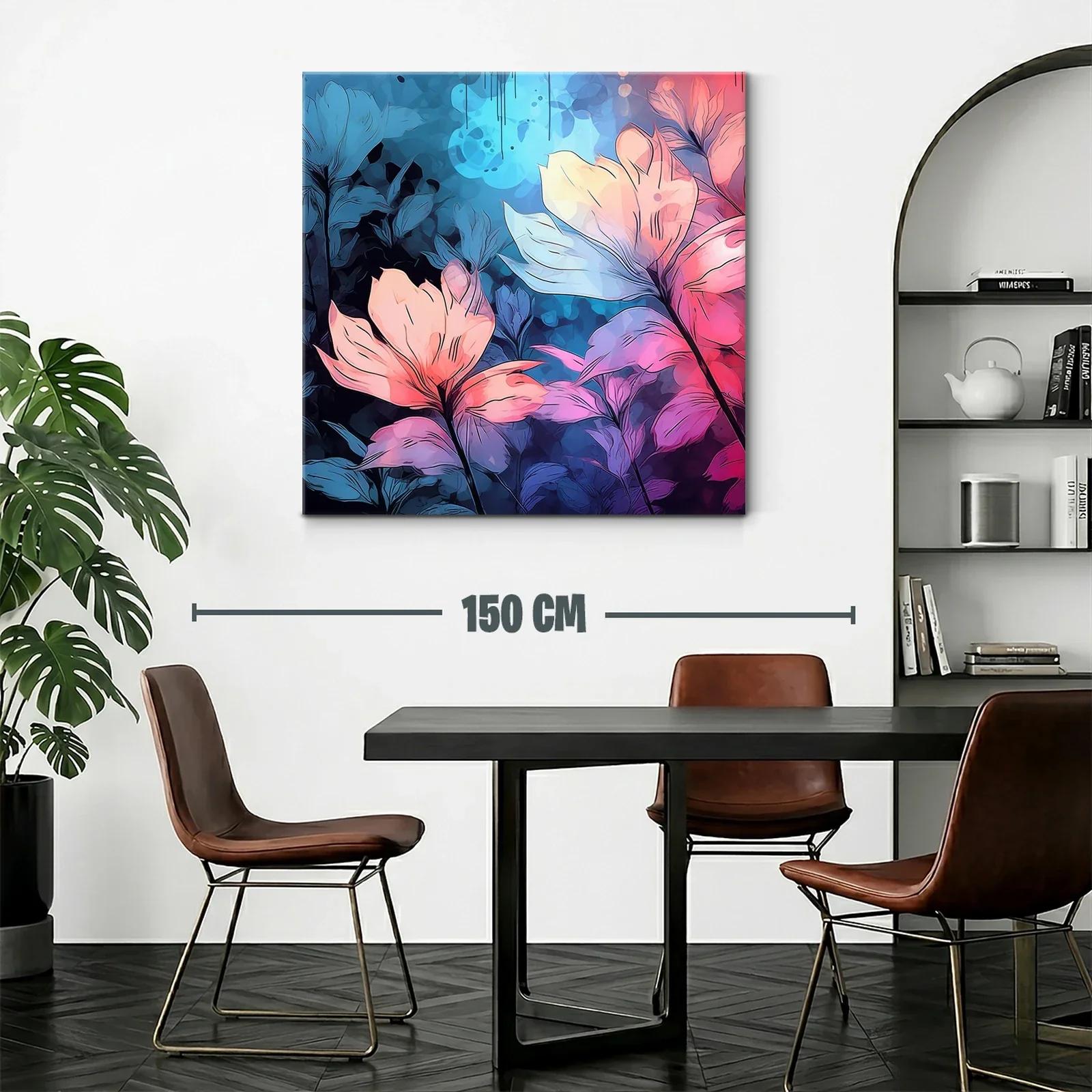 Flores vibrantes en tonos rosa y azul con estilo moderno — miniatura 2