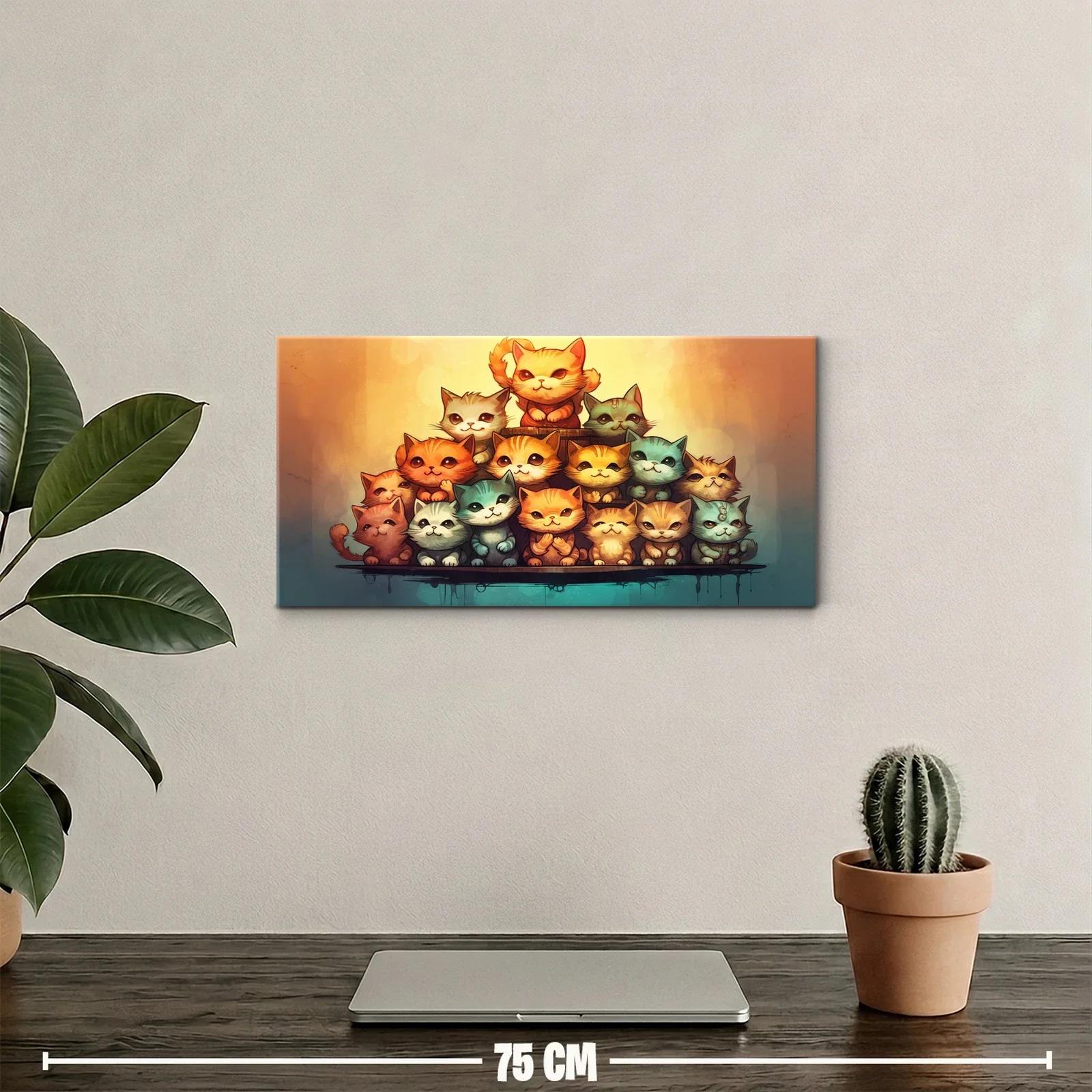 Cuadro grupo de gatitos formando una pequeña pirámide visual — miniatura 2