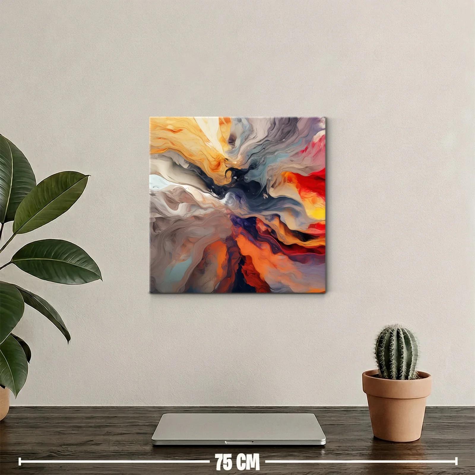 Cuadro abstracto con vibrantes tonos cálidos y fríos — miniatura 2