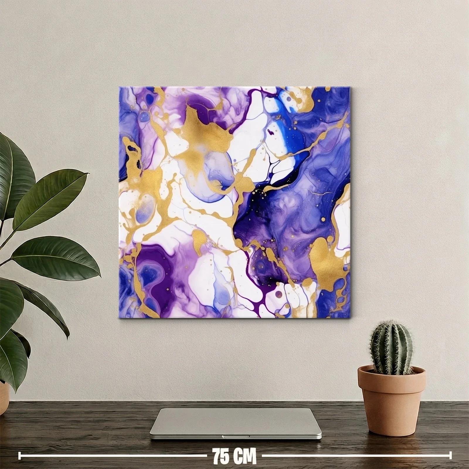 Composición abstracta en tonos violetas y dorados vibrantes — miniatura 2