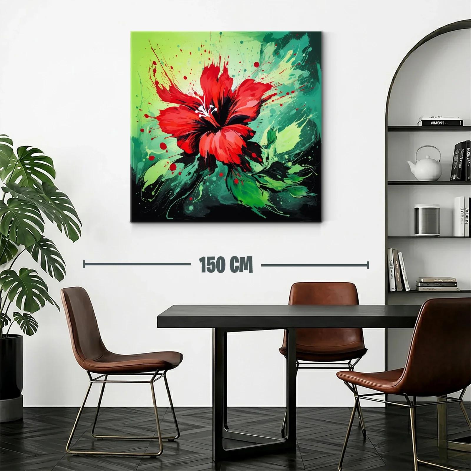 Impactante cuadro de flor roja vibrante y energía dinámica — miniatura 2
