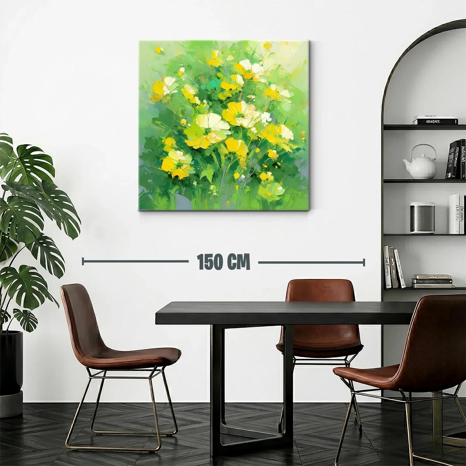 Ramo de flores amarillas sobre fondo verde vibrante — miniatura 2