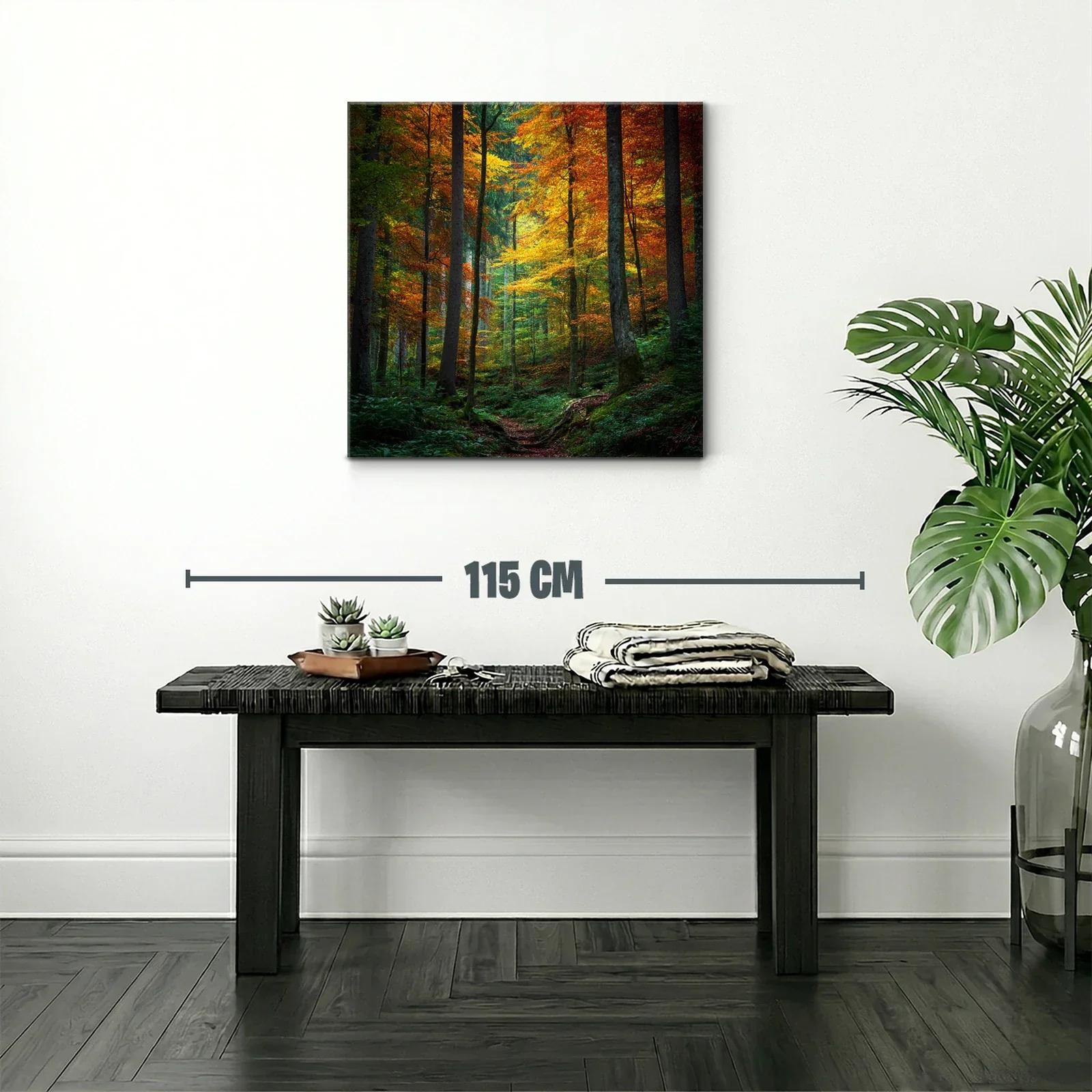 Bosque otoñal con vibrantes hojas anaranjadas y verdes — miniatura 2