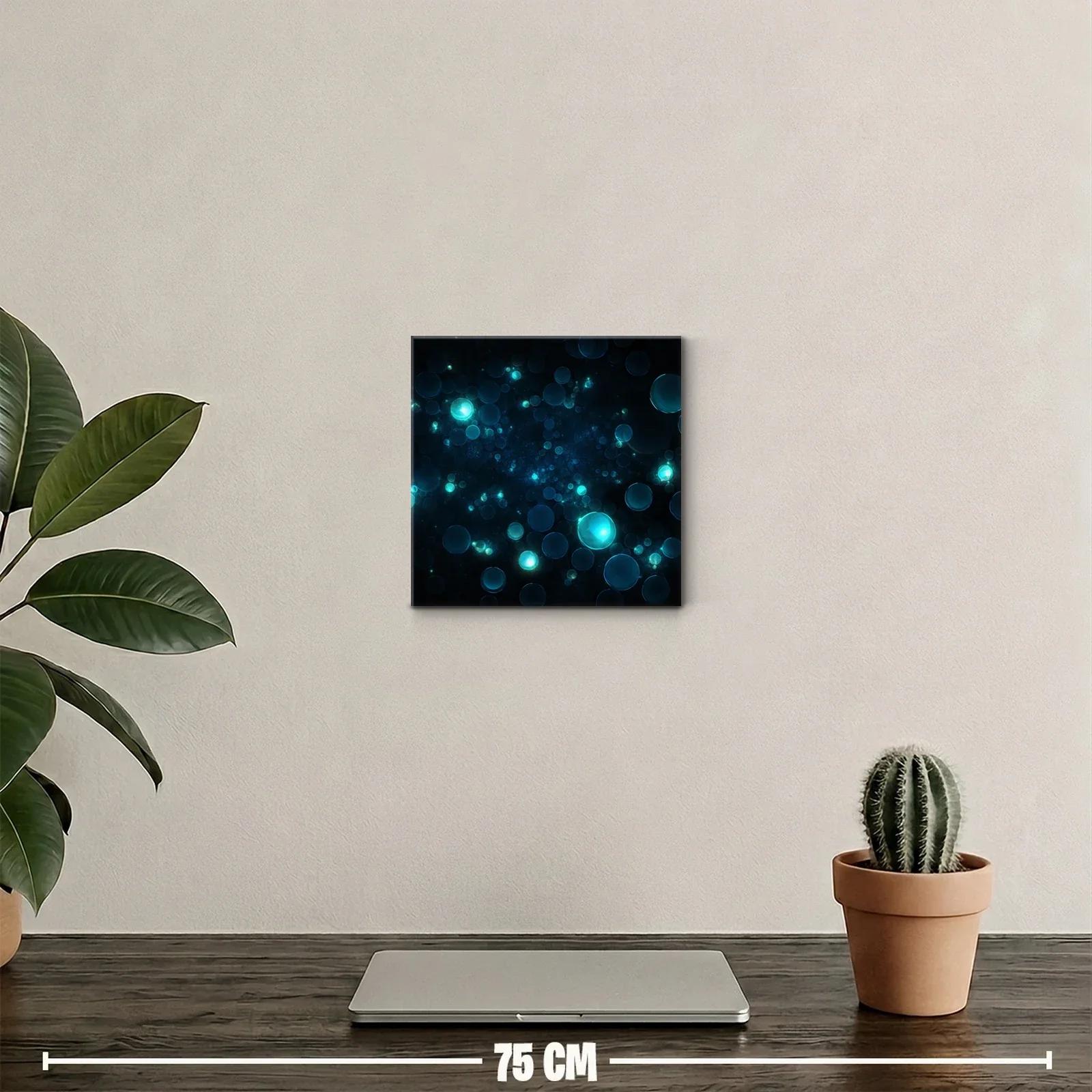 Cuadro decorativo esferas luminosas en tonos azules y turquesas — miniatura 2