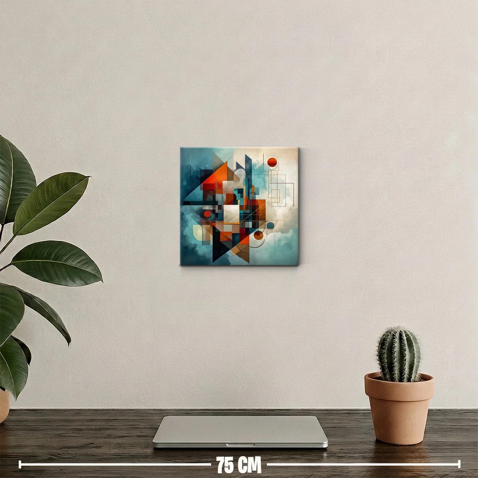 Composición geométrica abstracta en tonos cálidos y fríos — miniatura 2