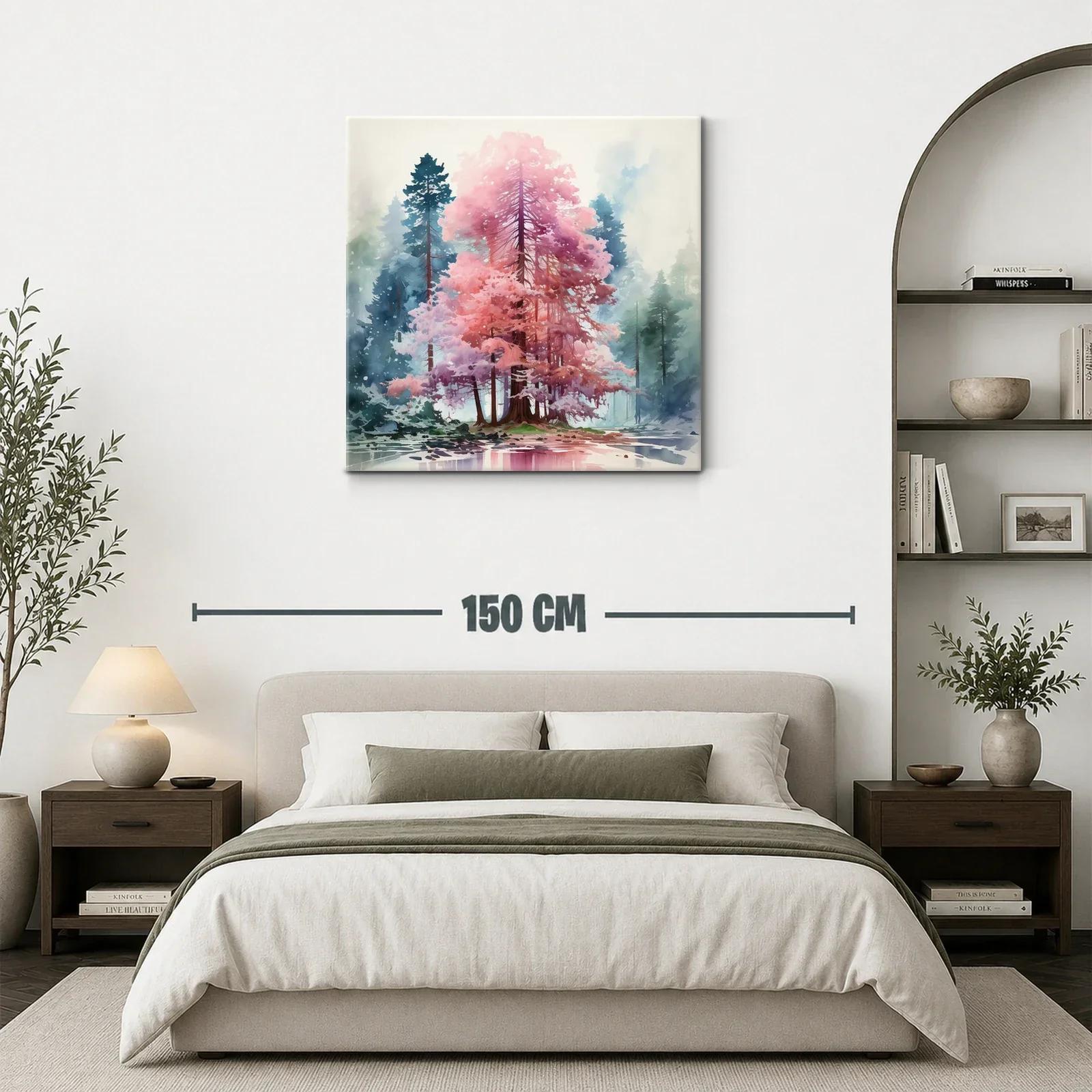Árbol de tonos rosas y lilas en bosque nebuloso — miniatura 3