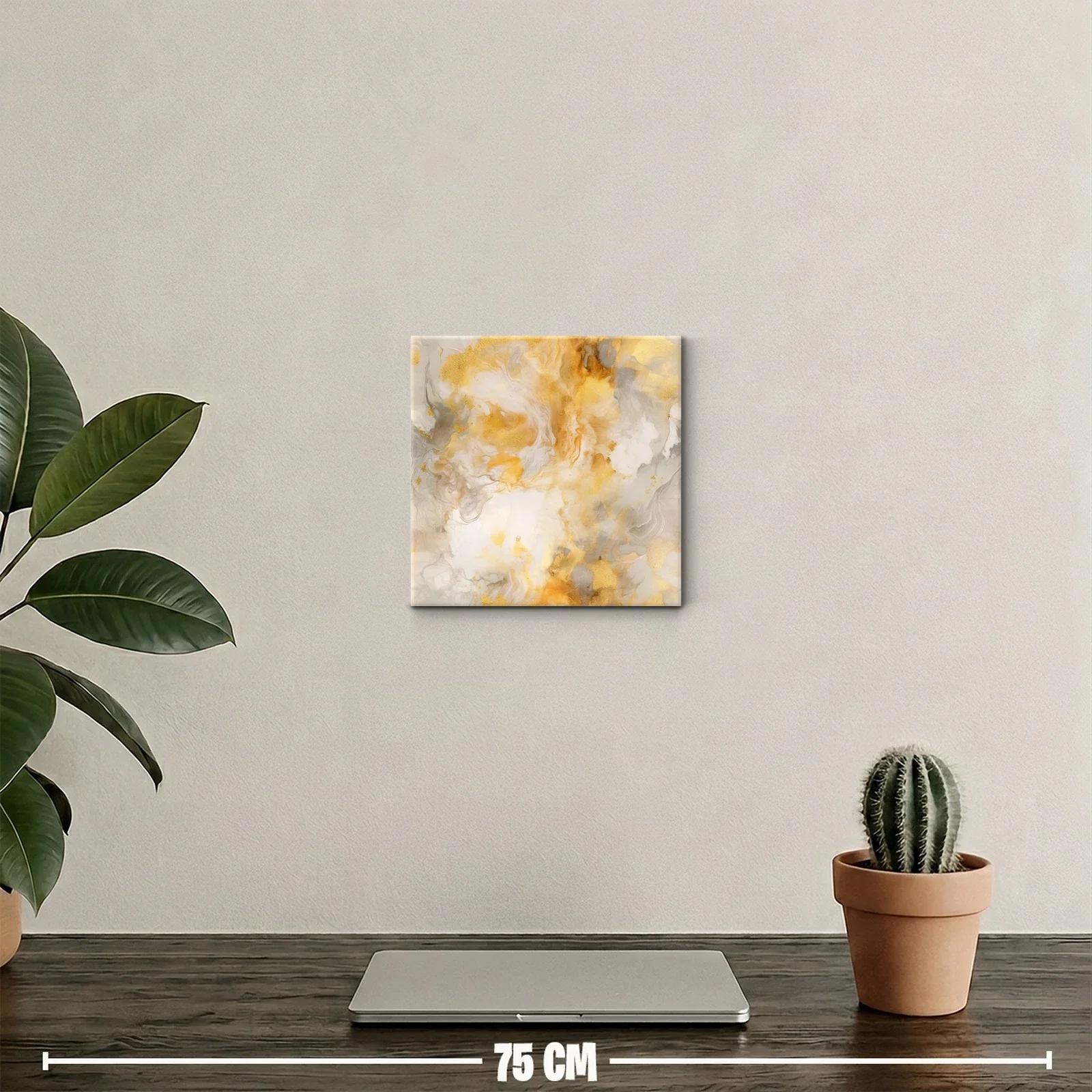 Cuadro decorativo con abstracción dorada y tonos neutros — miniatura 2