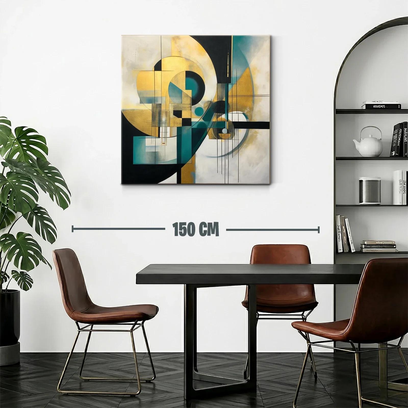 Composición abstracta en tonos oro y turquesa — miniatura 2