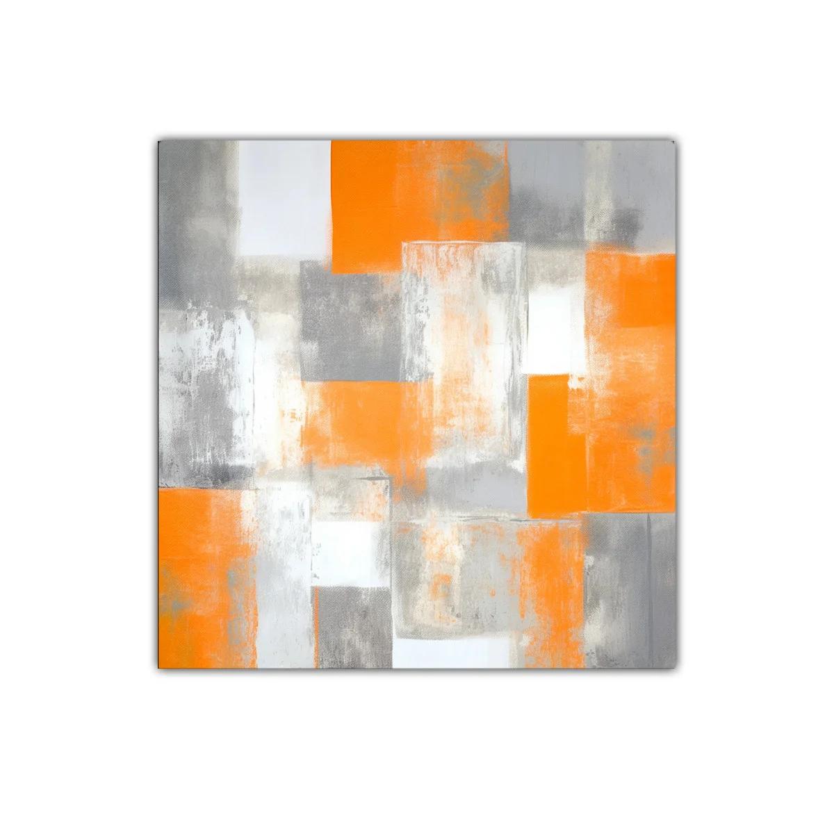 Cuadro abstracto en tonos naranjas y grises para decoración moderna