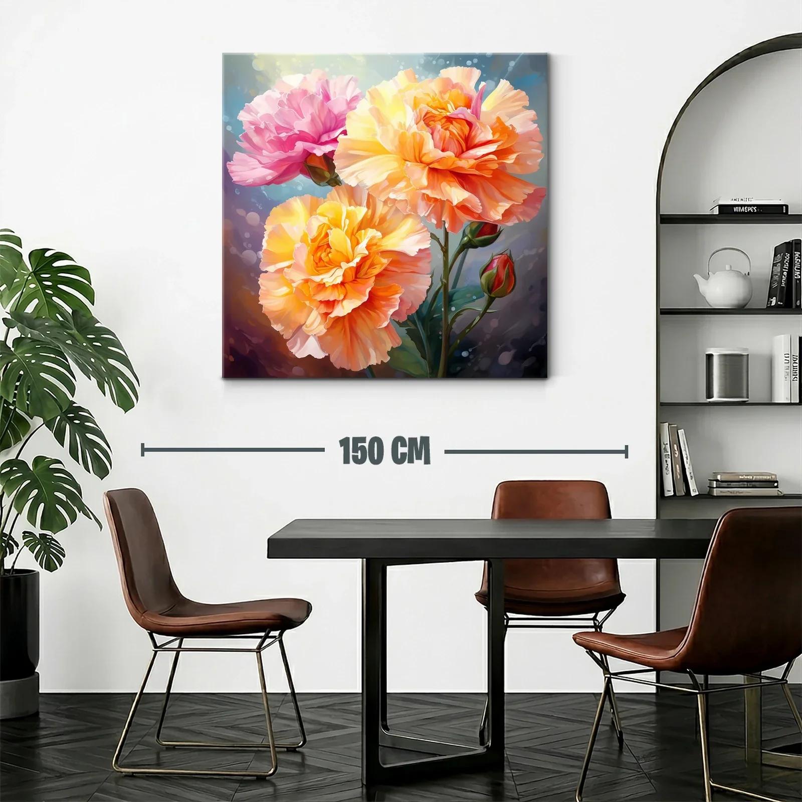 Cuadro floral vibrante con rosas en tonos cálidos y rosas — miniatura 2