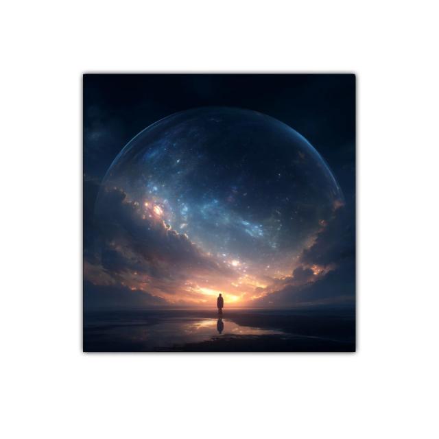 Silenciosa figura bajo un cielo estrellado majestuoso