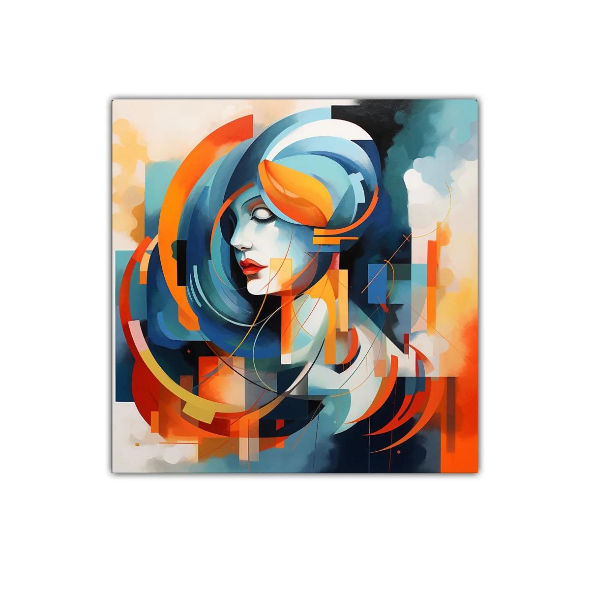 Retrato abstracto femenino con vibrantes tonos cálidos — imagen principal