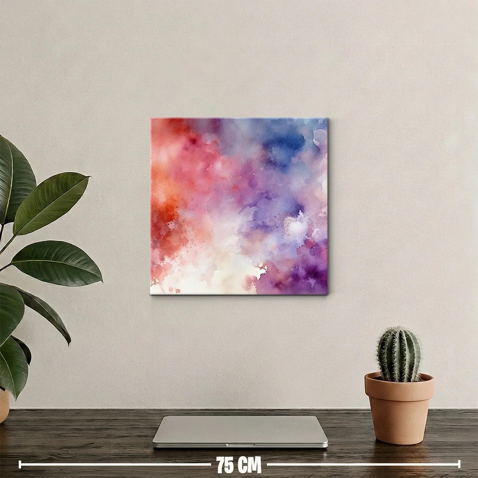 Cuadro abstracto con tonos cálidos y fríos vibrantes — miniatura 2