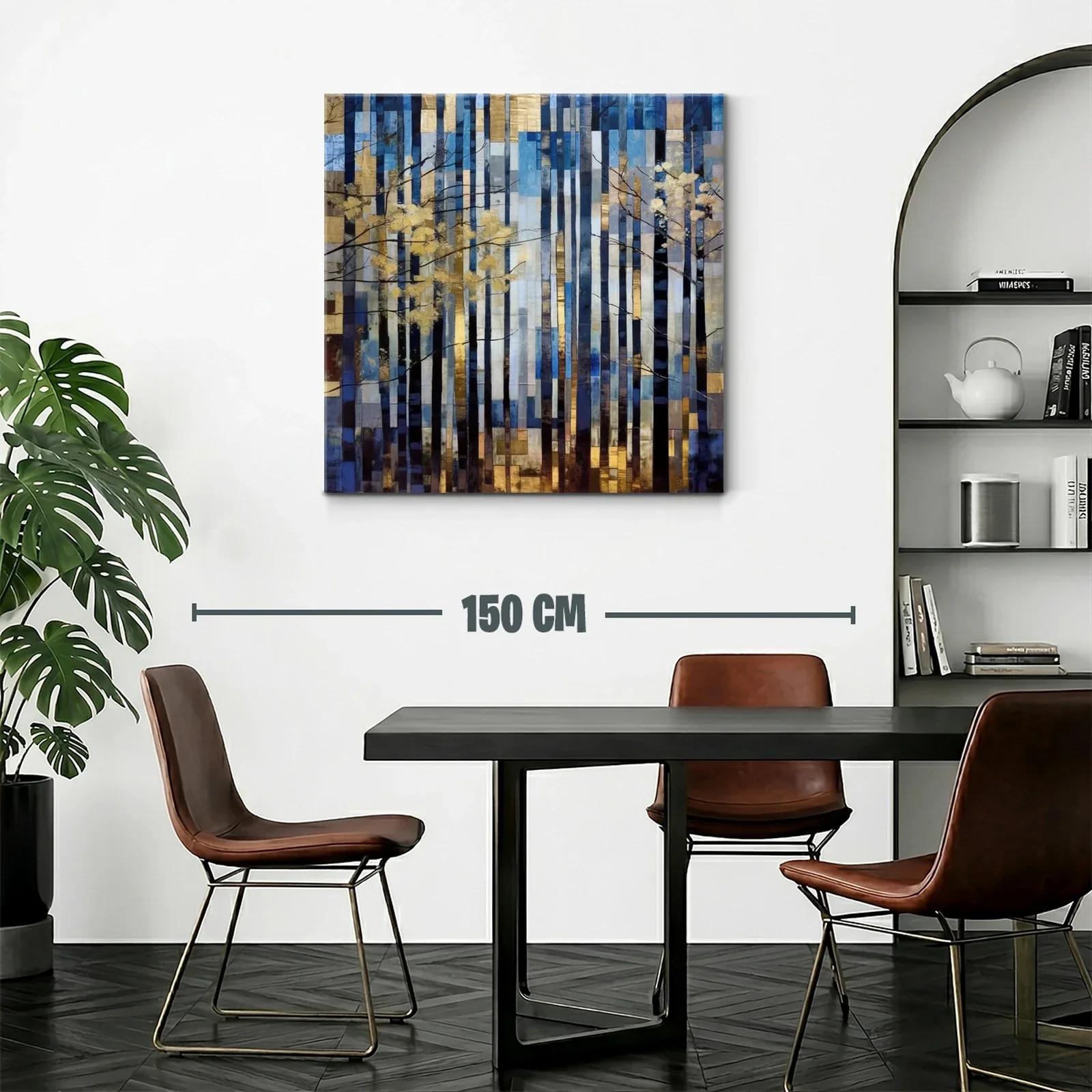 Bosque abstracto con tonos dorados y azules en líneas verticales — miniatura 2
