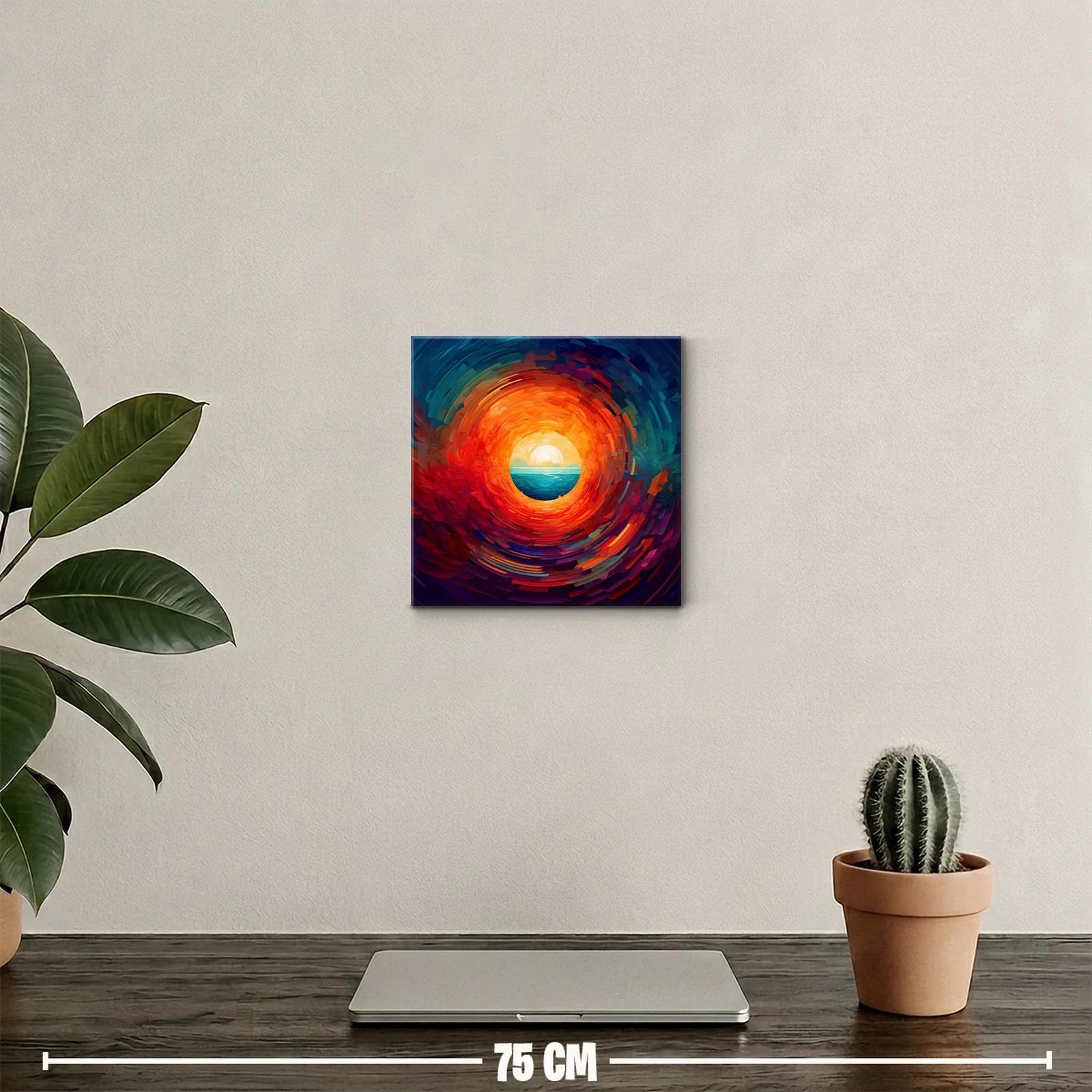 Círculo de fuego con horizonte y mar en tonos vibrantes — miniatura 2