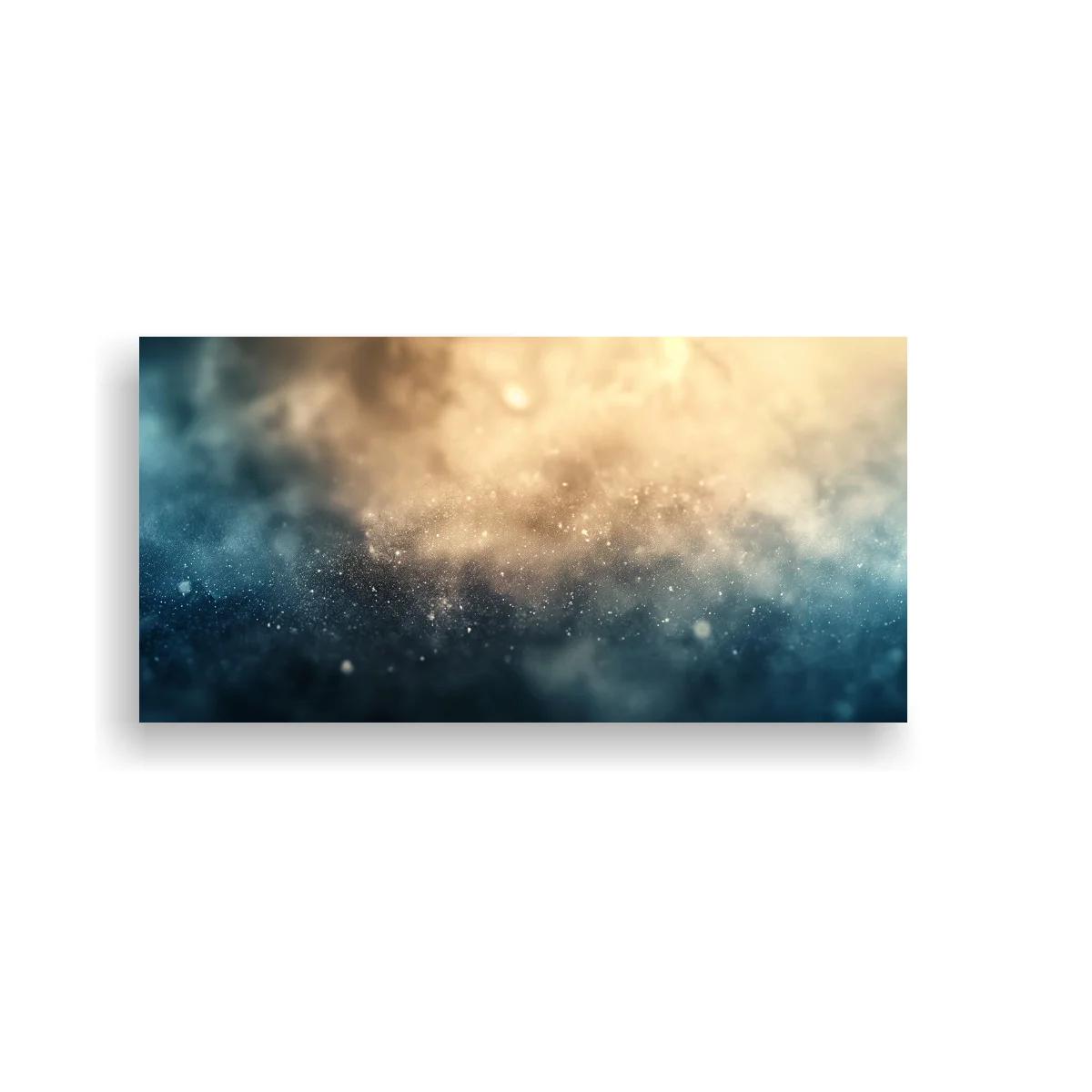 Cuadro nube cósmica con franja nebulosa y resplandor dorado